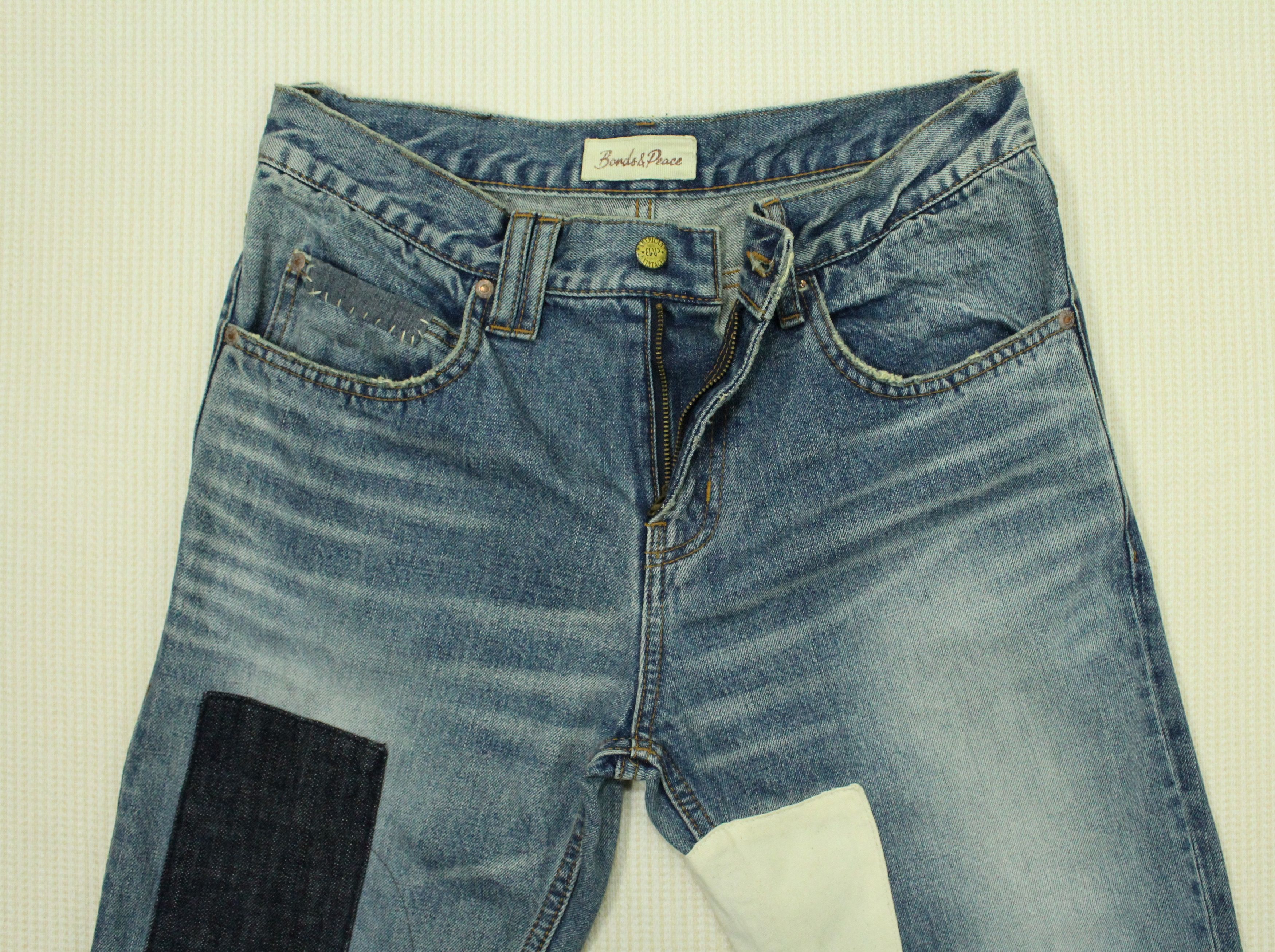 Nirvana BONDS AND PEACE Denim Patchwork Kurt Cobain Grunge Size US 30 / EU 46 - 7 Thumbnail
