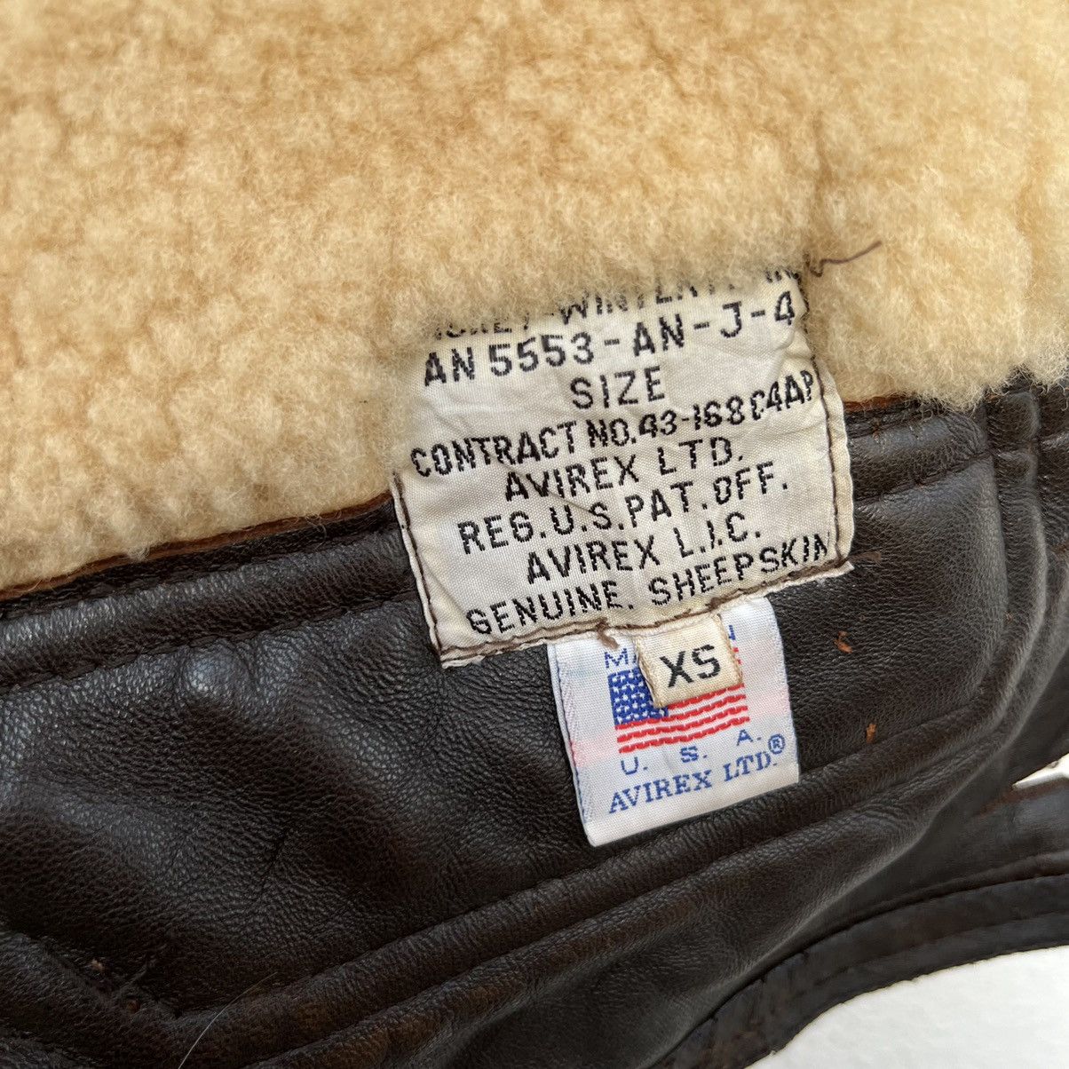Avirex VINTAGE B 3 AVIREX LTD USA GENUINE SHEEPSKIN LEATHER Size US XS / EU 42 / 0 - 19 Thumbnail