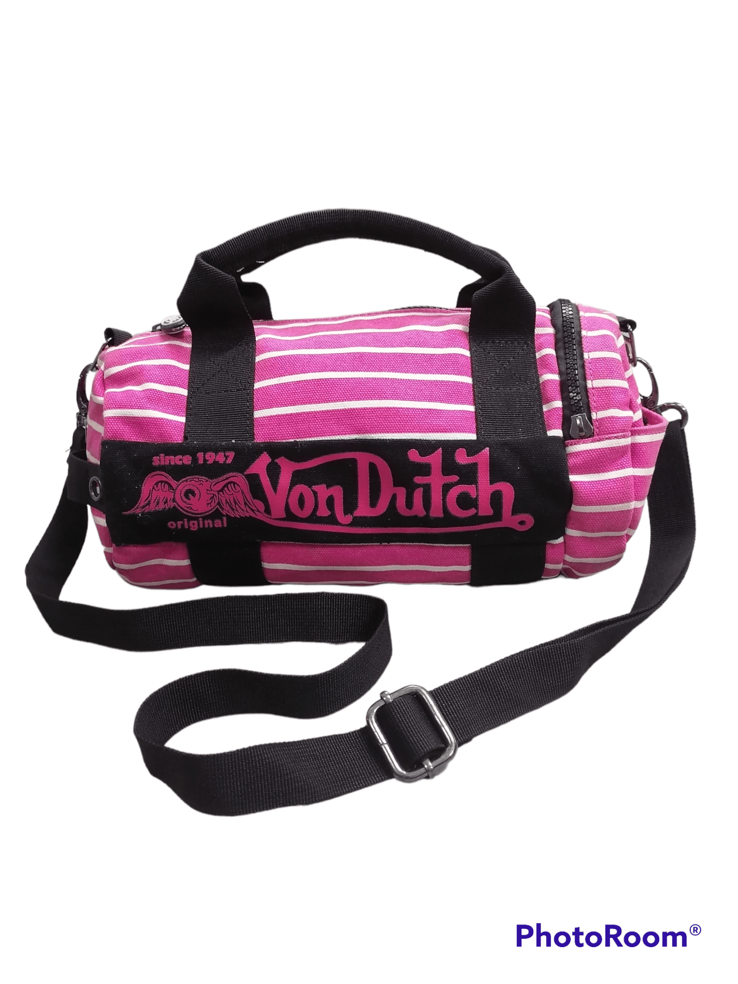 Von Dutch 🔥Von Dutch Pink Stripe Duffle Bag⚡ Size ONE SIZE - 1 Thumbnail