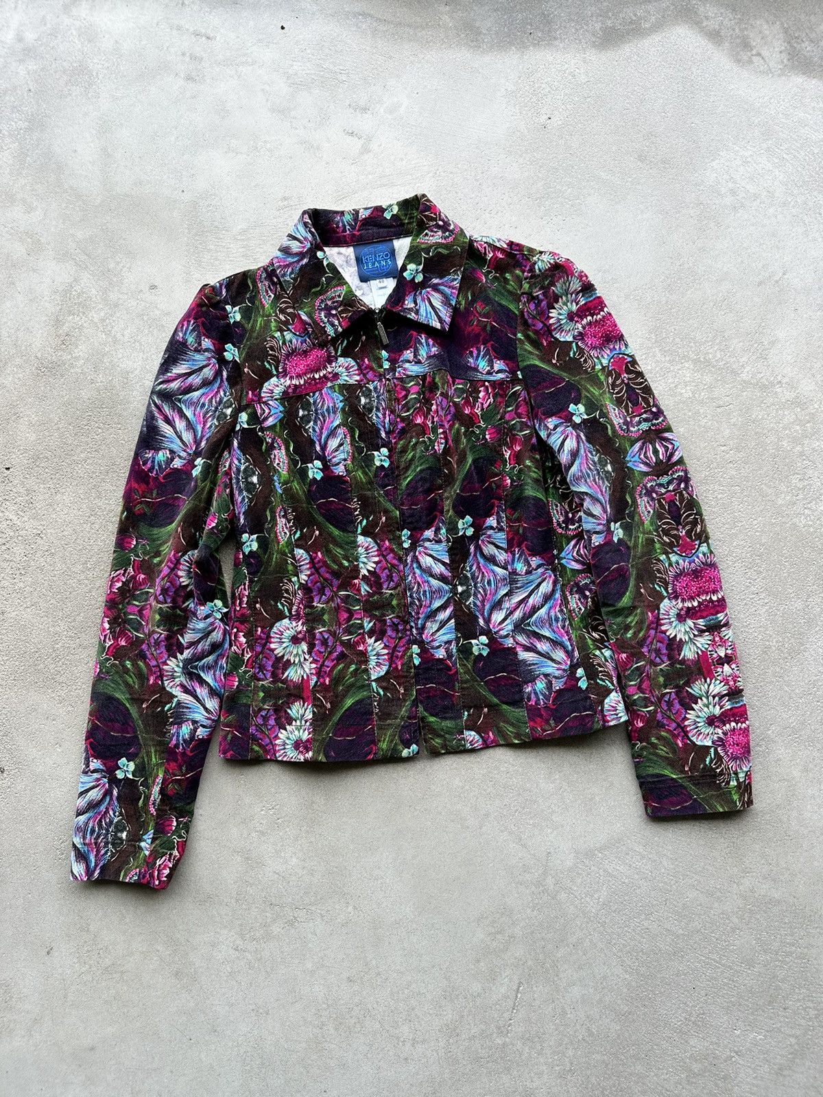 image of Vintage Kenzo Floral Abstract Jacket, Women's (Size Small)