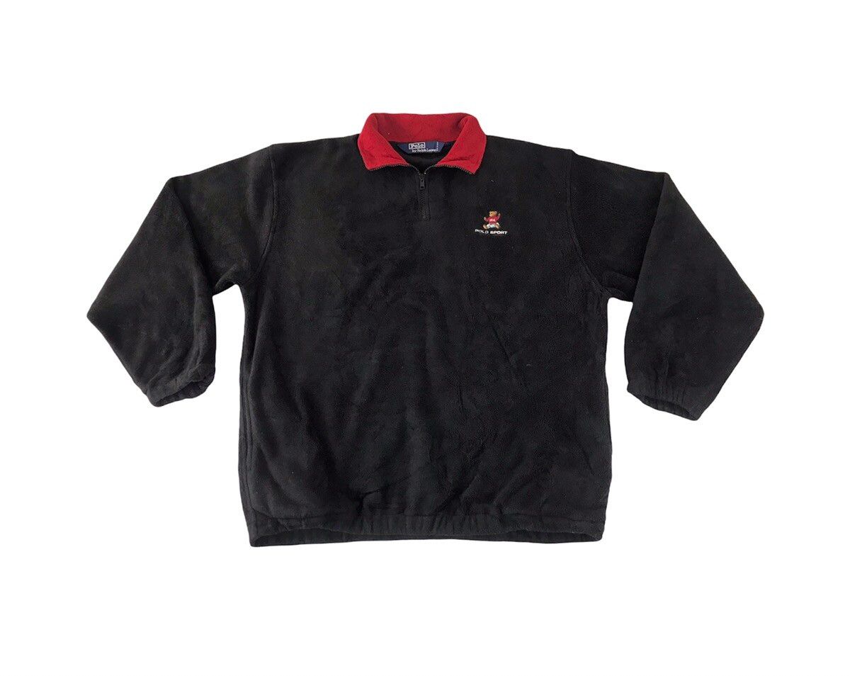 Pre-owned Polo Ralph Lauren X Vintage Polo Bear Sport Ralph Laurent Wool Fleece Inspired Fashion In Black/red