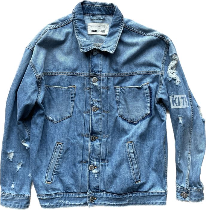 Kith Kith Laight Hawkins Destroyed Trucker Jacket Denim | Grailed