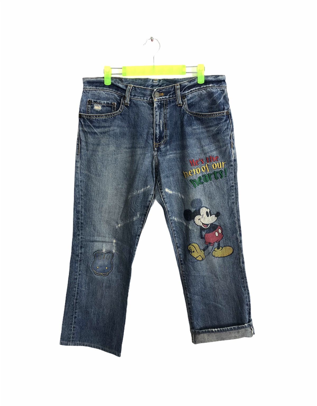 Mickey Mouse × Vintage Mickey Mouse Natural Leader Big Printed Spell Out Patchwork Size US 34 / EU 50 - 1 Thumbnail