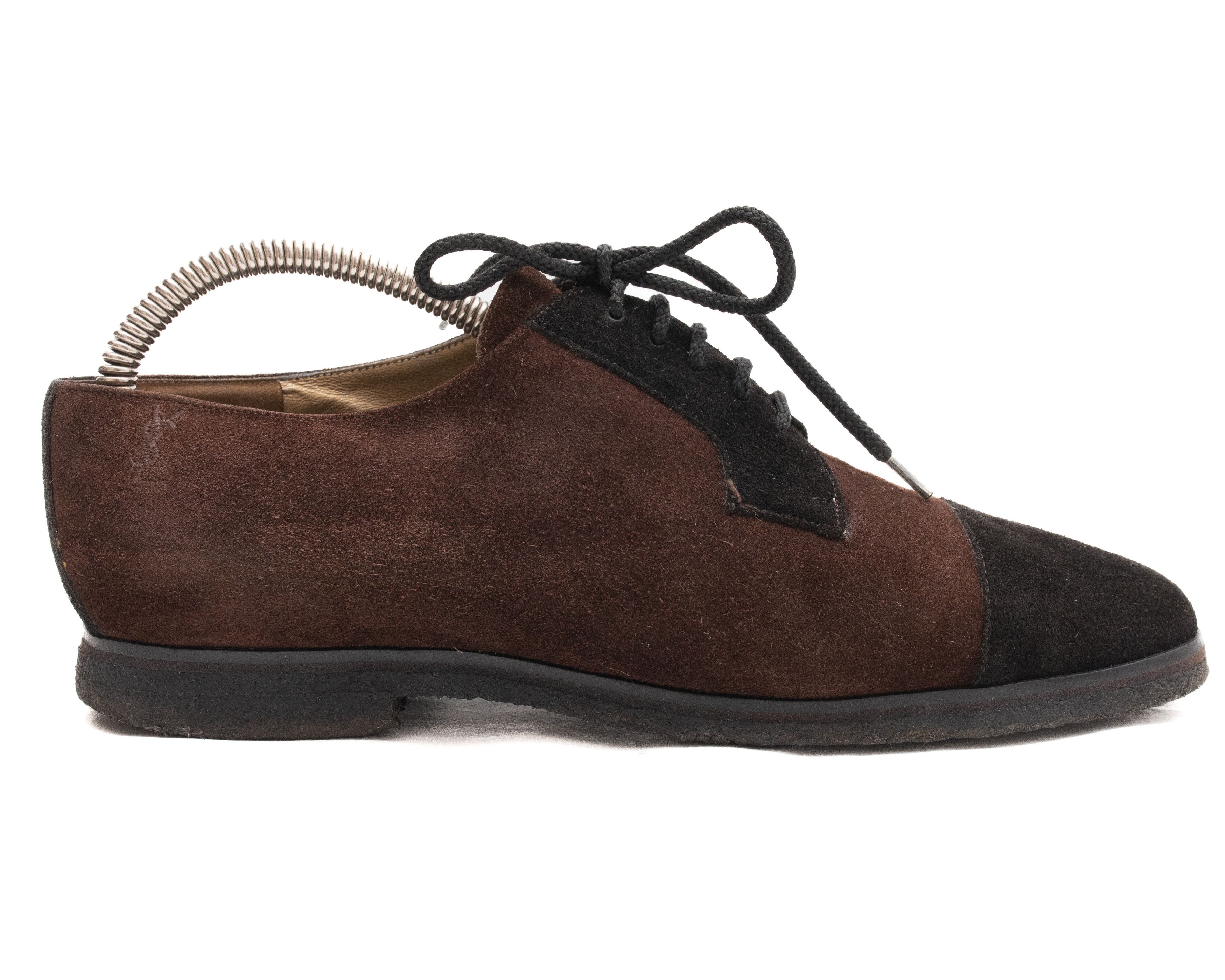 Yves Saint Laurent YVES SAINT LAURENT Suede Toe Cap Crepe Soles Oxfords Size US 7.5 / IT 37.5 - 3 Thumbnail