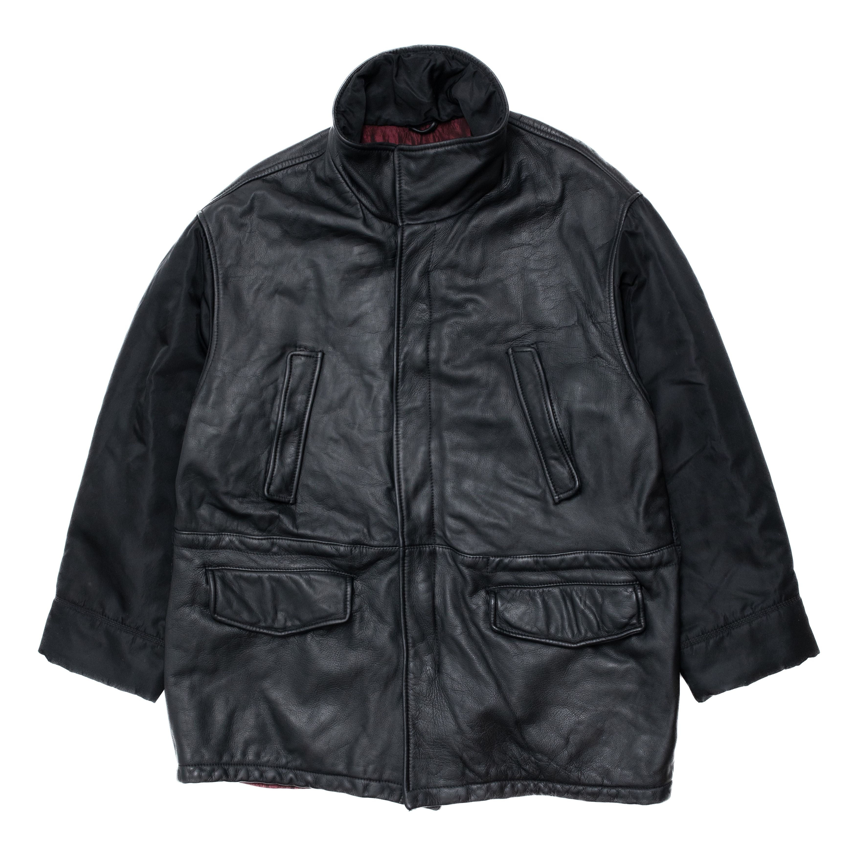Hugo Boss HUGO BOSS Vintage 90s Leather and Nylon Field Jacket Size US XL / EU 56 / 4 - 1 Thumbnail