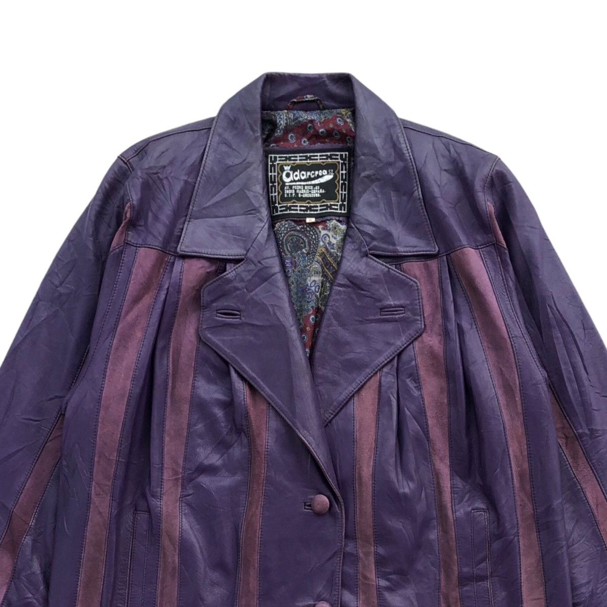 Vintage Adarcrea S.L Stripes Patchwork Leather Jacket Made In Spain Size XL / US 12-14 / IT 48-50 - 2 Thumbnail