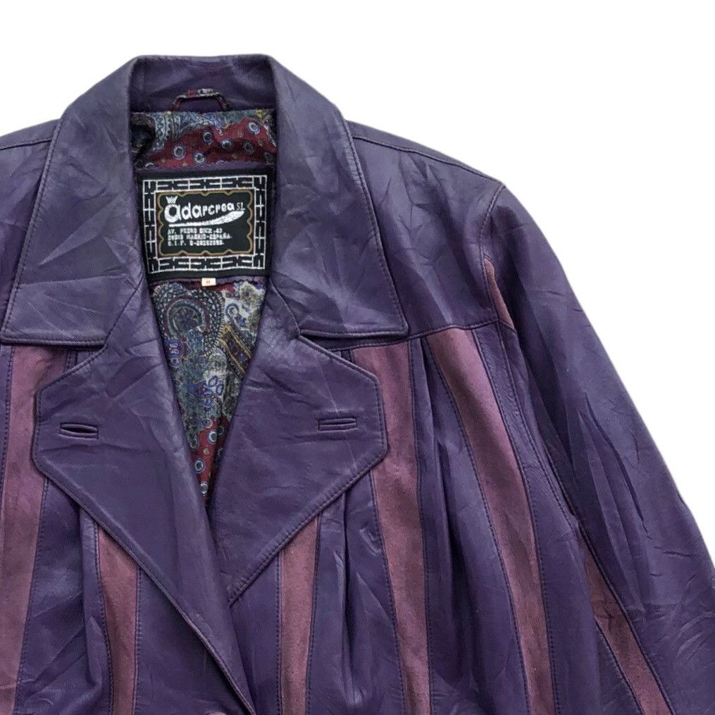 Vintage Adarcrea S.L Stripes Patchwork Leather Jacket Made In Spain Size XL / US 12-14 / IT 48-50 - 4 Thumbnail