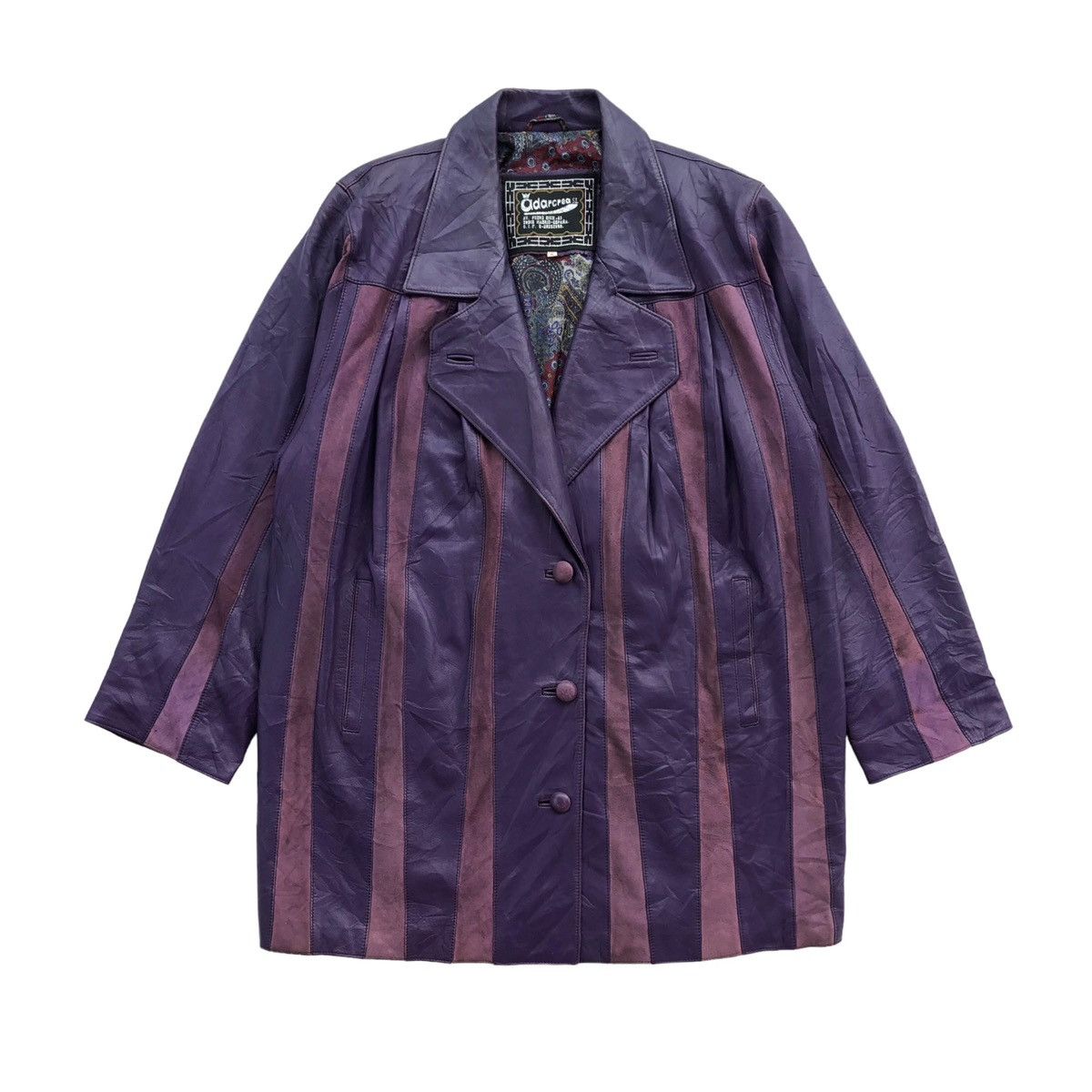 Vintage Adarcrea S.L Stripes Patchwork Leather Jacket Made In Spain Size XL / US 12-14 / IT 48-50 - 1 Thumbnail