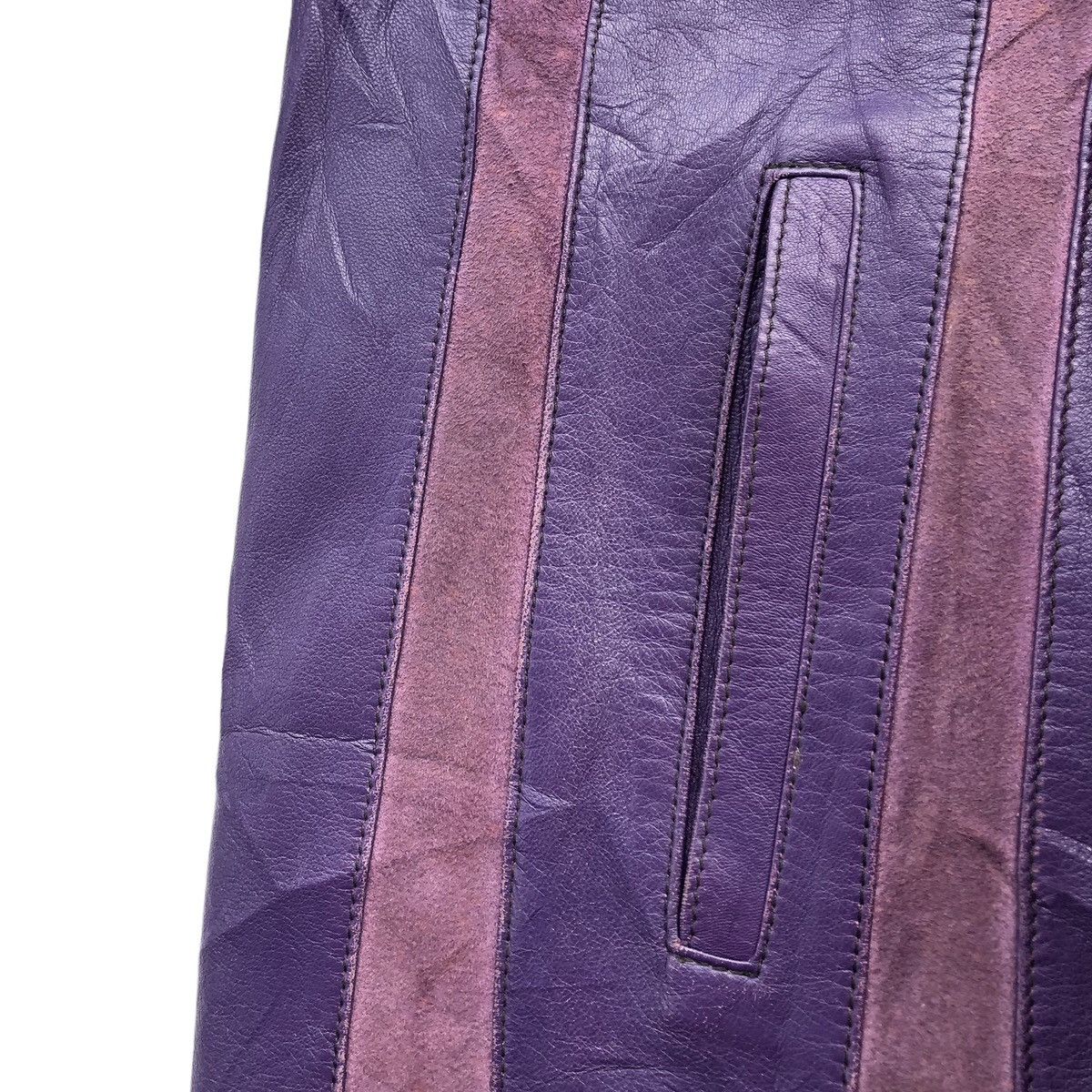 Vintage Adarcrea S.L Stripes Patchwork Leather Jacket Made In Spain Size XL / US 12-14 / IT 48-50 - 7 Thumbnail