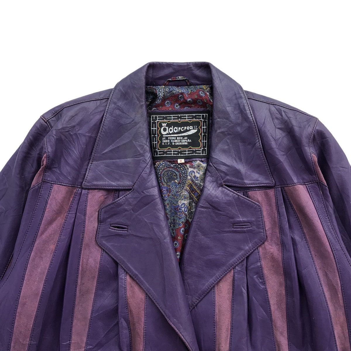 Vintage Adarcrea S.L Stripes Patchwork Leather Jacket Made In Spain Size XL / US 12-14 / IT 48-50 - 3 Thumbnail