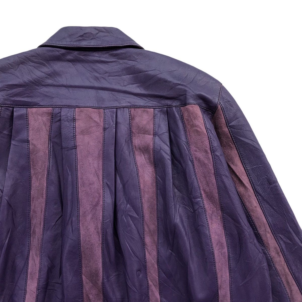 Vintage Adarcrea S.L Stripes Patchwork Leather Jacket Made In Spain Size XL / US 12-14 / IT 48-50 - 12 Thumbnail