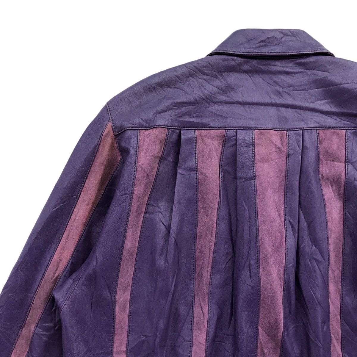 Vintage Adarcrea S.L Stripes Patchwork Leather Jacket Made In Spain Size XL / US 12-14 / IT 48-50 - 11 Thumbnail