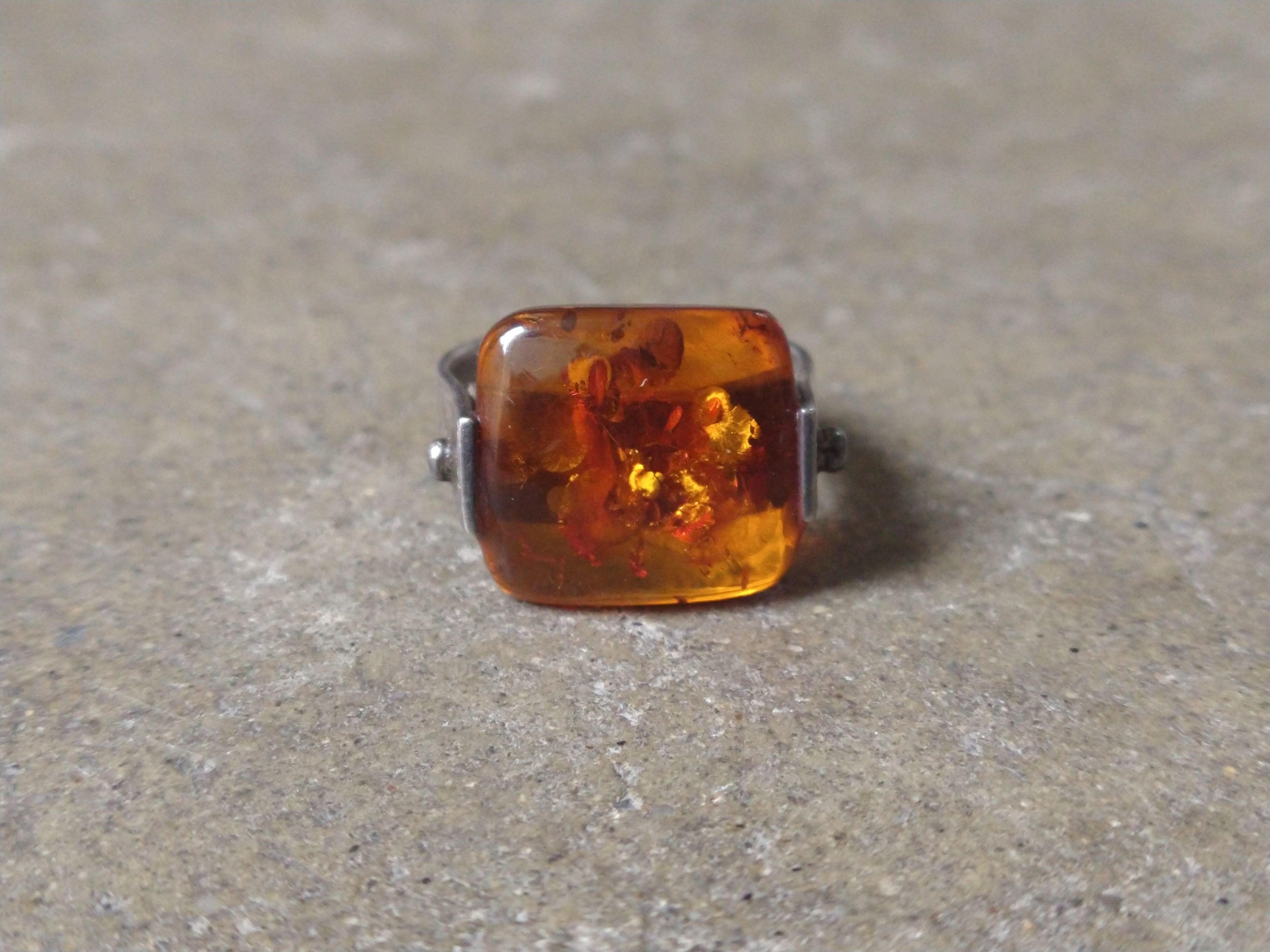 Jewelry Sterling Silver Ring Size 9.25 Orange Amber Modern 6g Size ONE SIZE - 3 Thumbnail