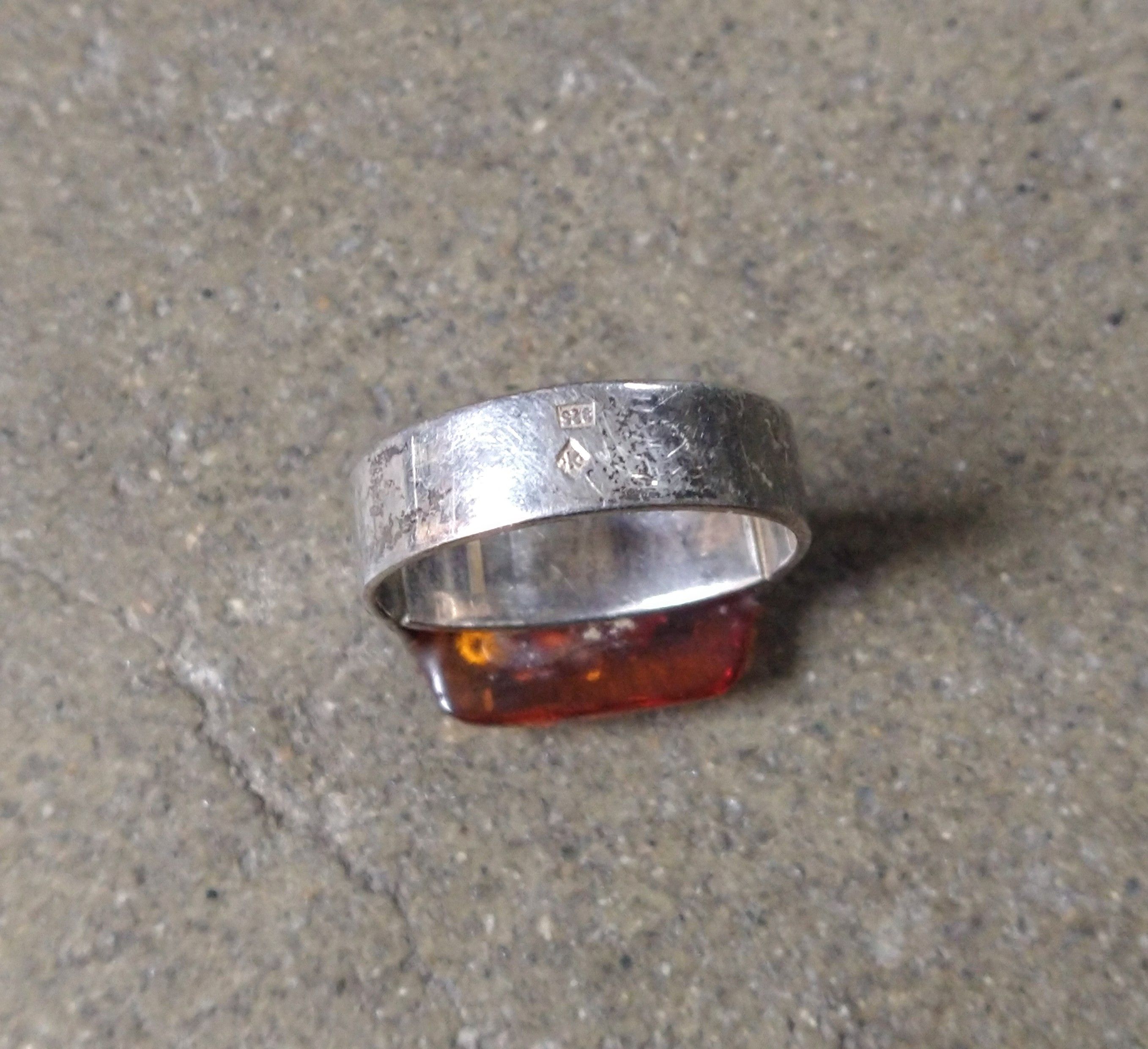 Jewelry Sterling Silver Ring Size 9.25 Orange Amber Modern 6g Size ONE SIZE - 12 Thumbnail