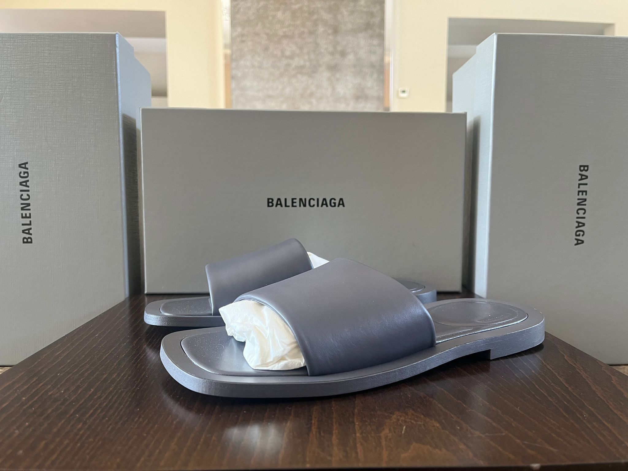 Balenciaga Void Leather Sandals in Dark Grey | Grailed