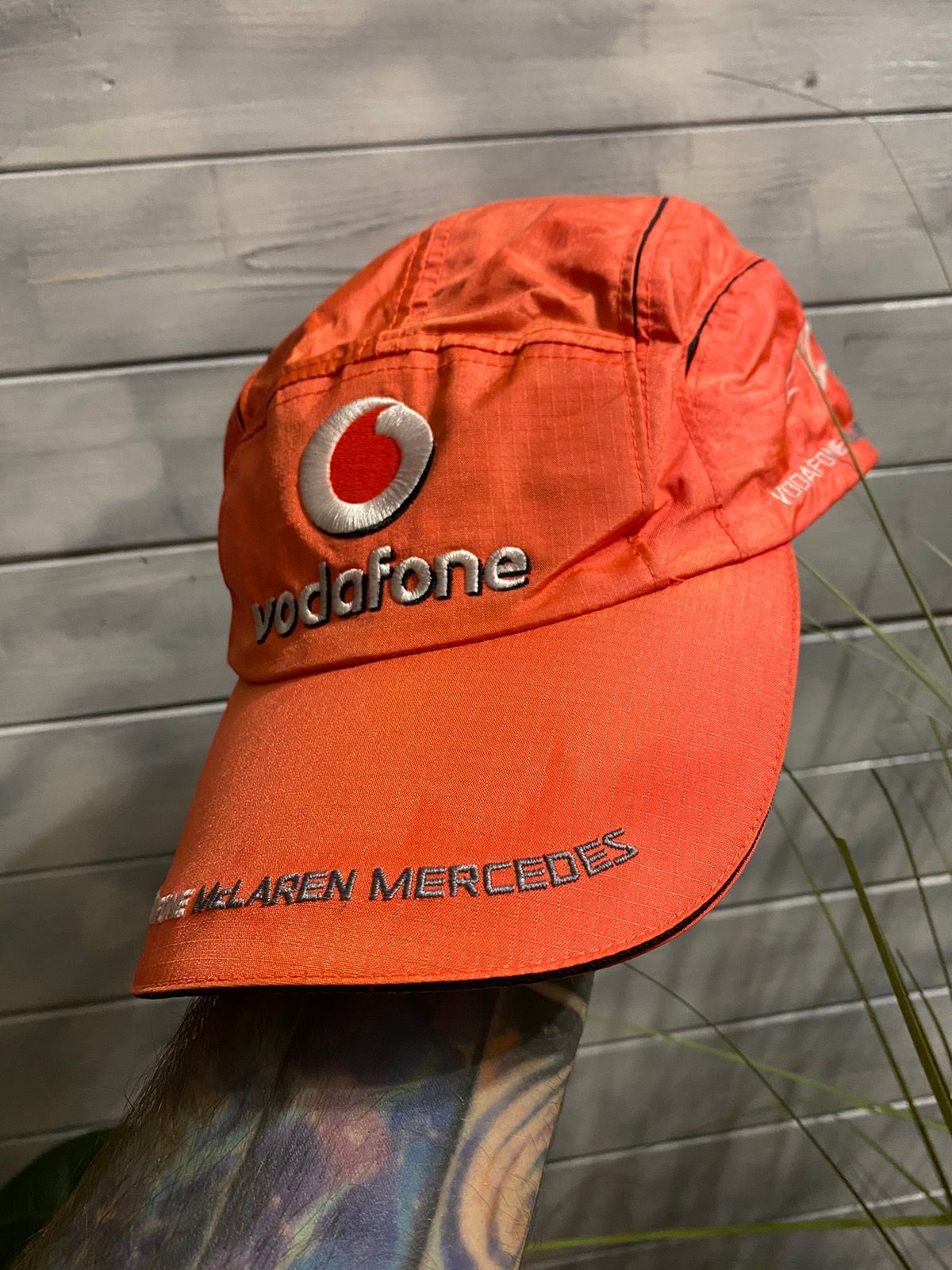 Pre-owned Malcolm Mclaren X Mercedes Benz Cap Mclaren Mercedes Vodafone Y2k In Orange
