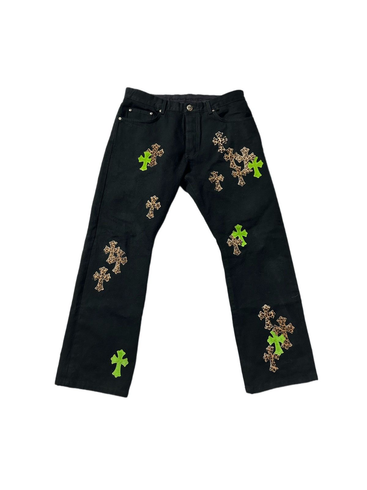 Chrome Hearts Chrome Hearts 35 Green & Leopard Cross Patch Denim Size US 36 / EU 52 - 1 Thumbnail
