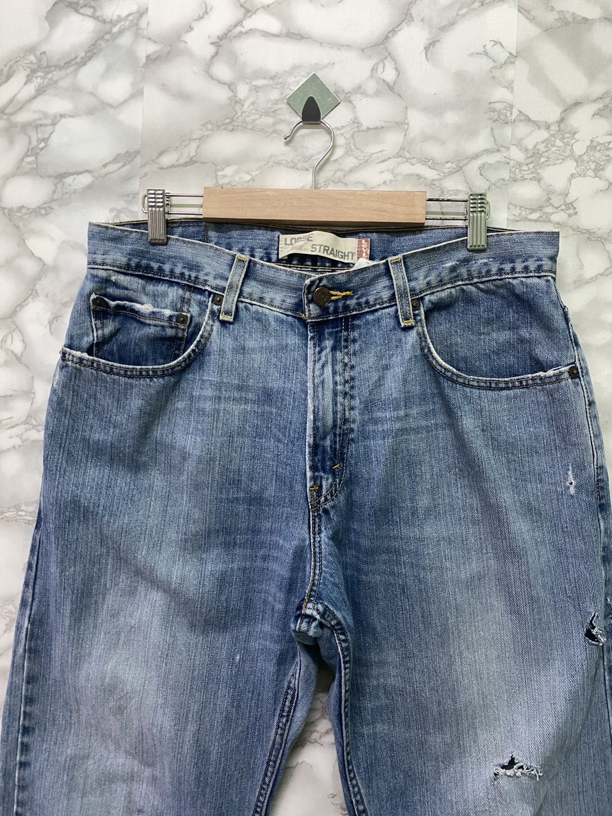 Levi's × Vintage Vintage 90s LEVIS 569 Loose Straight Distressed Jean - L2 Size US 32 / EU 48 - 3 Thumbnail