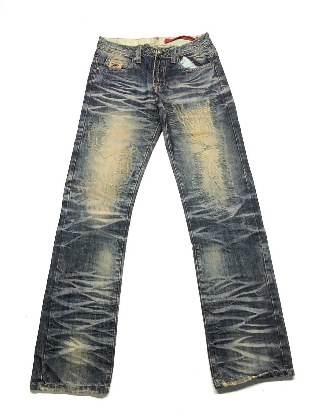 Japanese Brand × Vintage CATTAN FARM DISTRESED SHASHIKO WHISKERS HONEY COMB VERY NICE Size US 30 / EU 46 - 1 Thumbnail