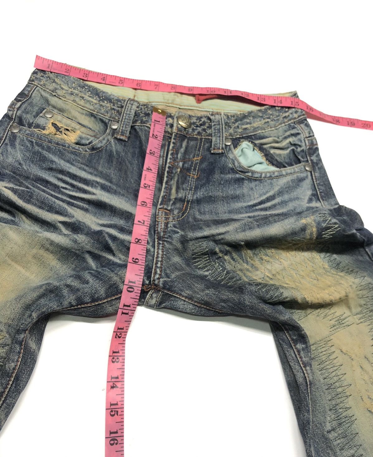 Japanese Brand × Vintage CATTAN FARM DISTRESED SHASHIKO WHISKERS HONEY COMB VERY NICE Size US 30 / EU 46 - 18 Thumbnail