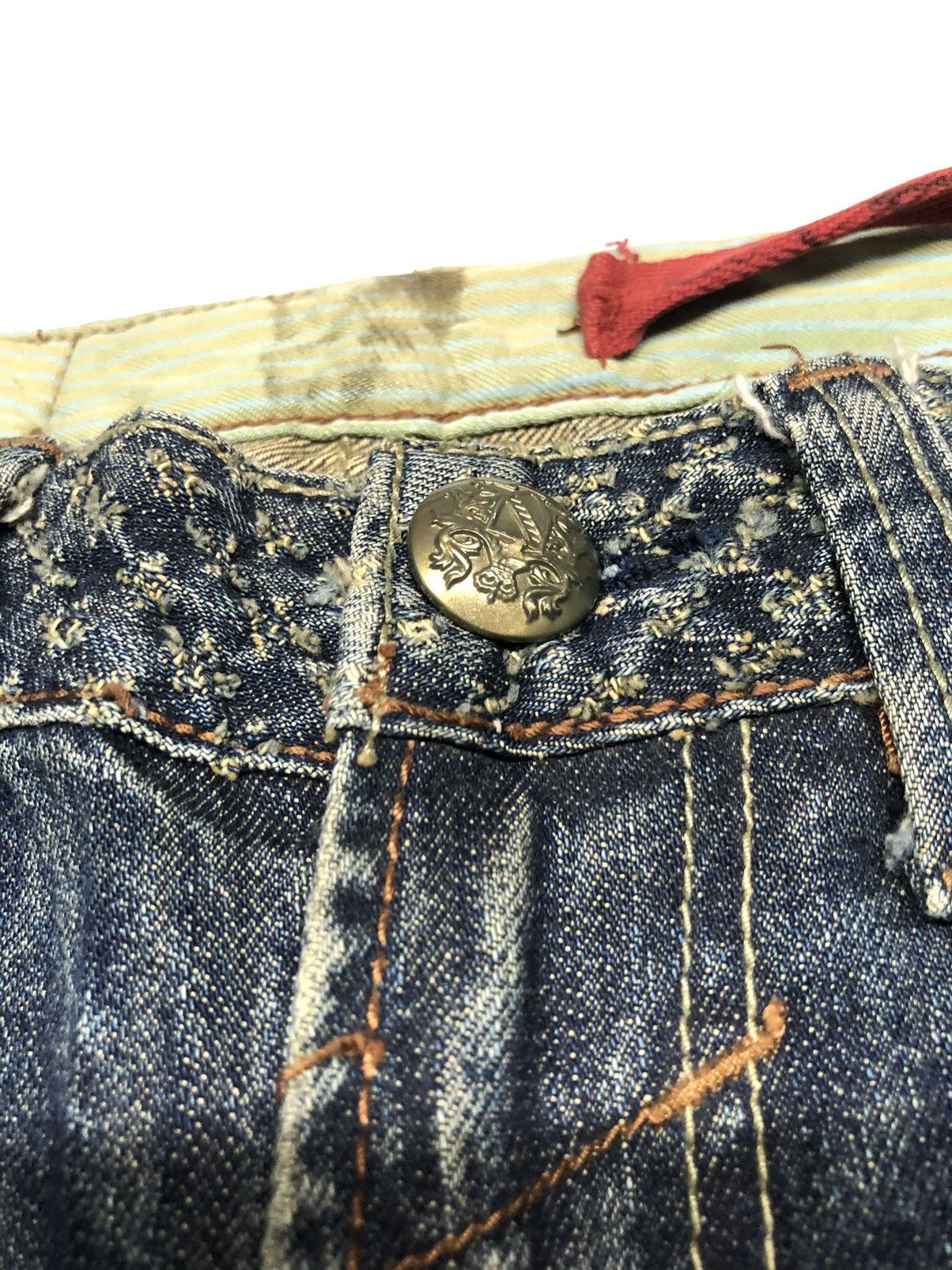 Japanese Brand × Vintage CATTAN FARM DISTRESED SHASHIKO WHISKERS HONEY COMB VERY NICE Size US 30 / EU 46 - 12 Thumbnail