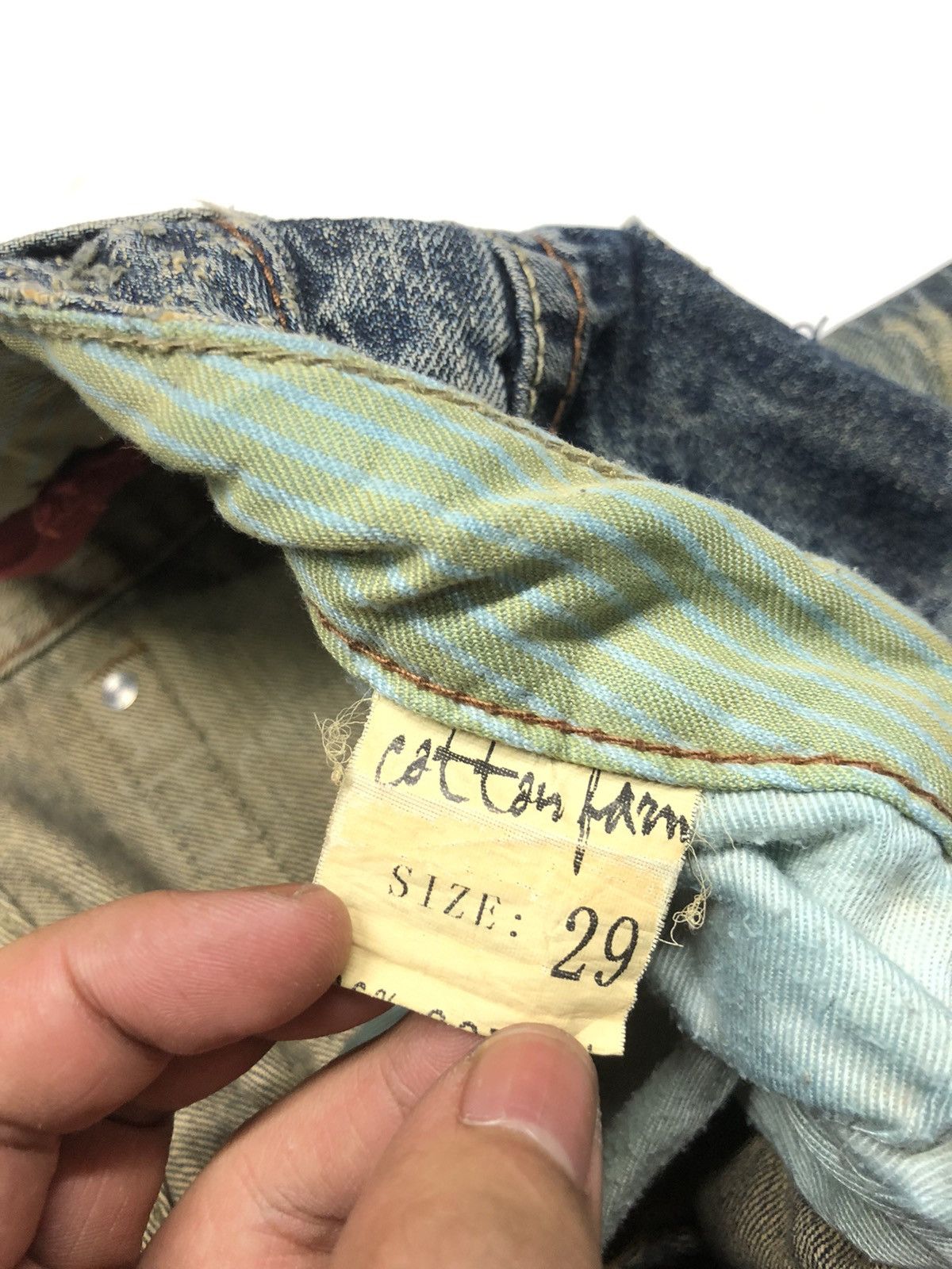 Japanese Brand × Vintage CATTAN FARM DISTRESED SHASHIKO WHISKERS HONEY COMB VERY NICE Size US 30 / EU 46 - 15 Thumbnail