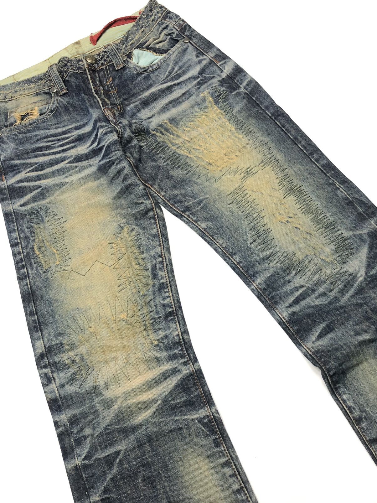 Japanese Brand × Vintage CATTAN FARM DISTRESED SHASHIKO WHISKERS HONEY COMB VERY NICE Size US 30 / EU 46 - 5 Thumbnail