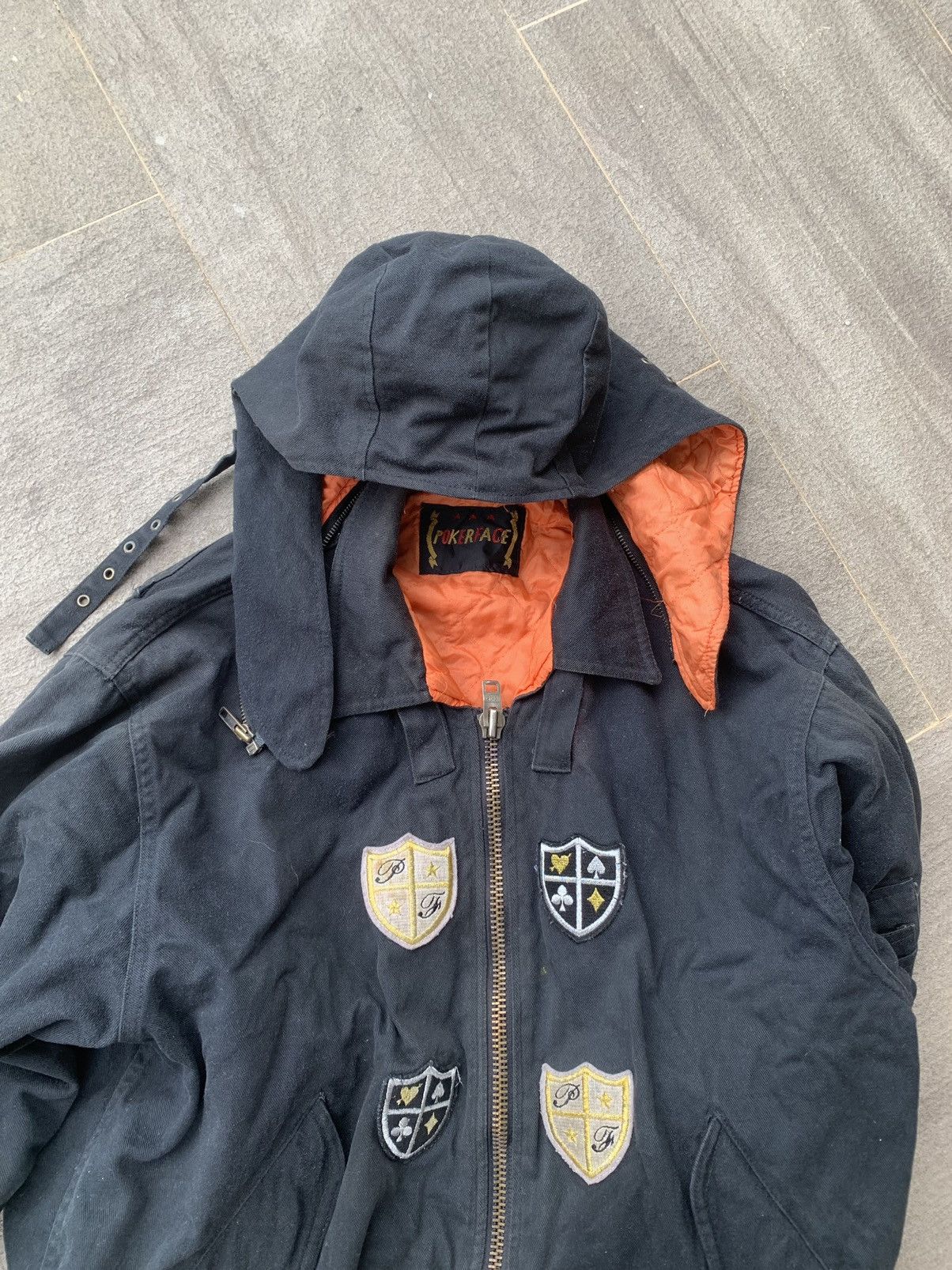 Vintage Vintage Poker Face Hooded Bomber Jacket Size US L / EU 52-54 / 3 - 7 Thumbnail