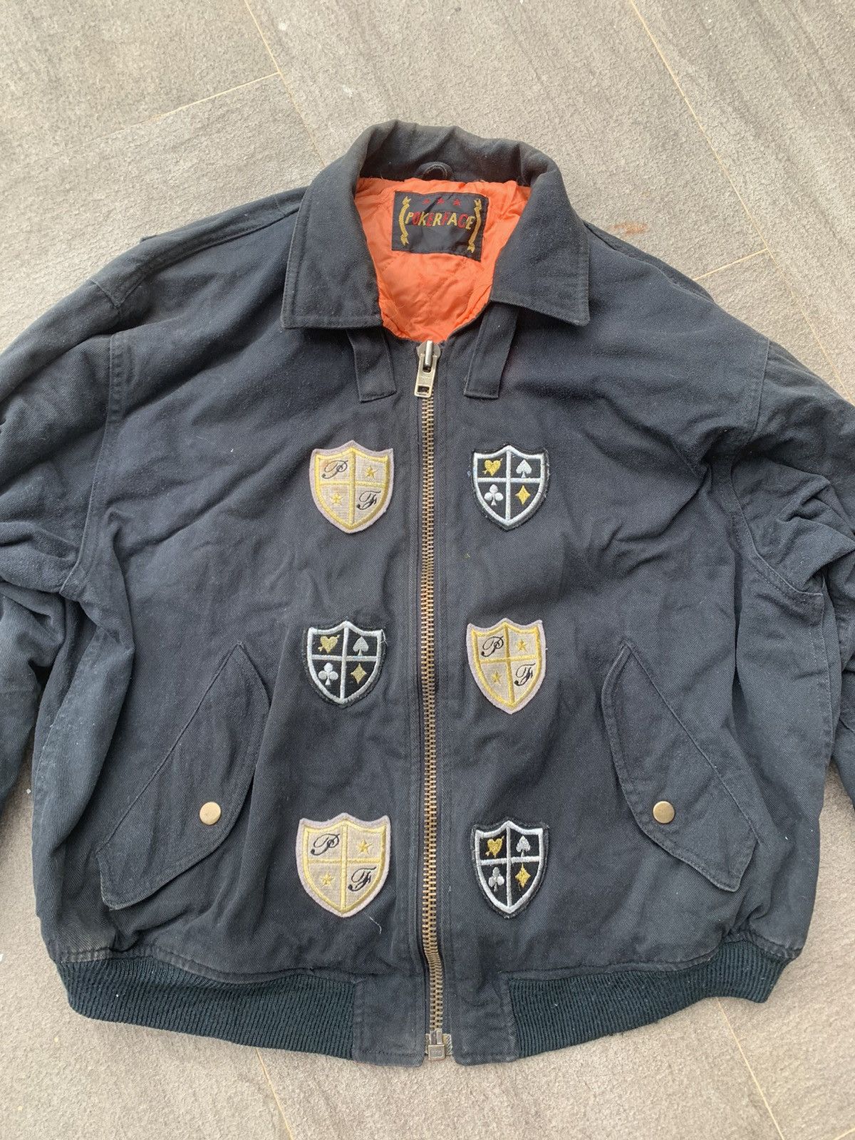 Vintage Vintage Poker Face Hooded Bomber Jacket Size US L / EU 52-54 / 3 - 2 Thumbnail