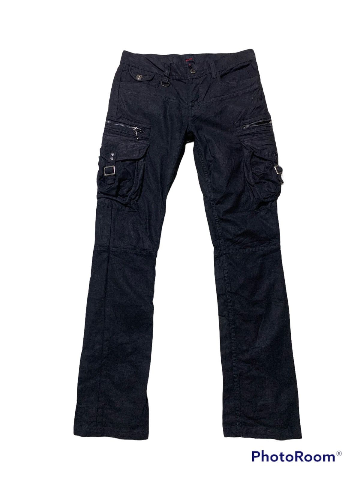 image of Avant Garde x Jack Rose Ss09 Jackrose Tactical Multipocket Bondage Cargo Waxed Pants in Black (Size