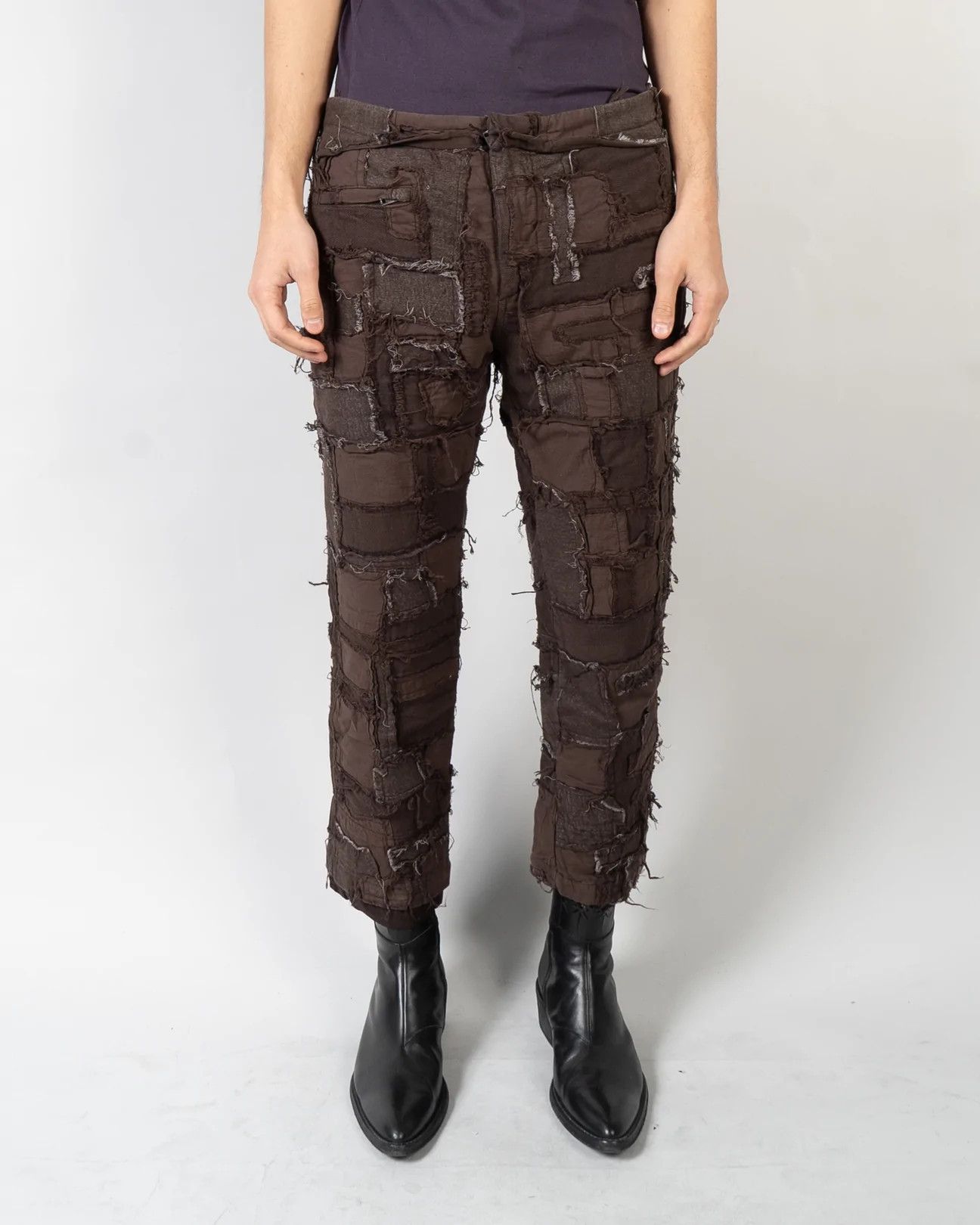 image of Haider Ackermann Ss21 Chocolate Patchwork Perth Jogger in Brown, Men's (Size 33)