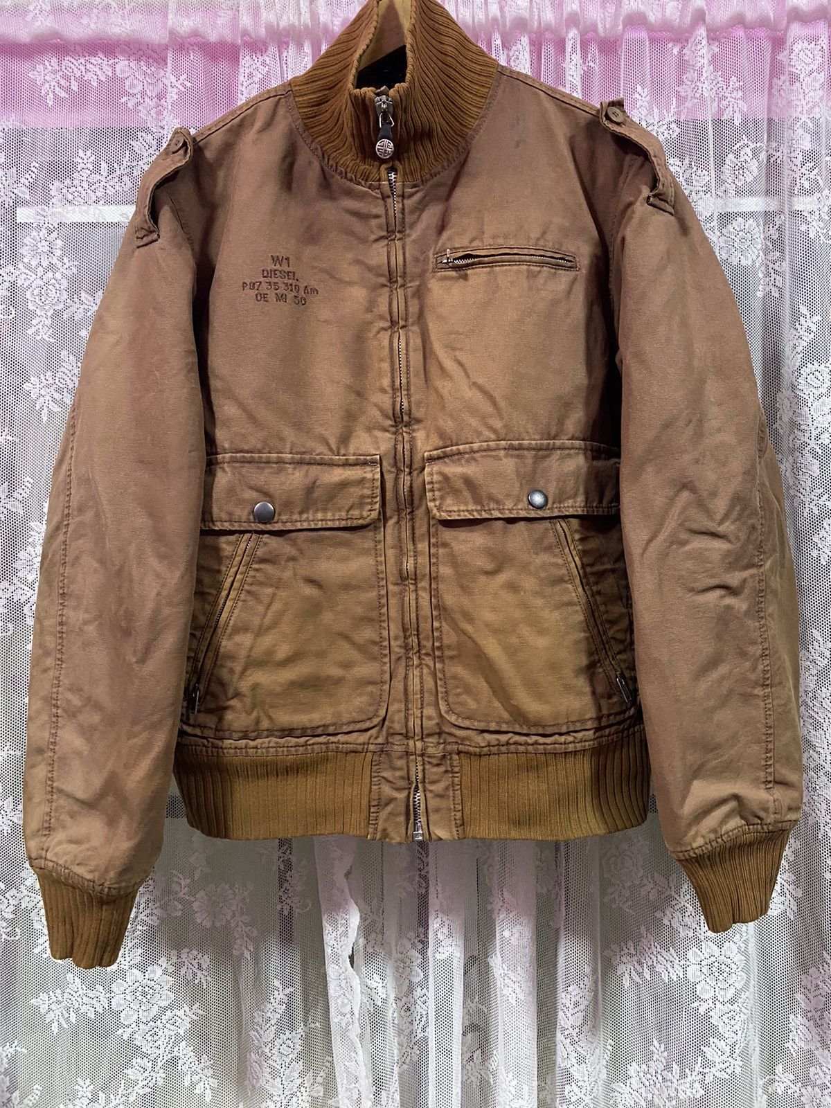 Diesel Vintage Diesel W1 Bomber Jacket Rare Design Size US XL / EU 56 / 4 - 1 Thumbnail