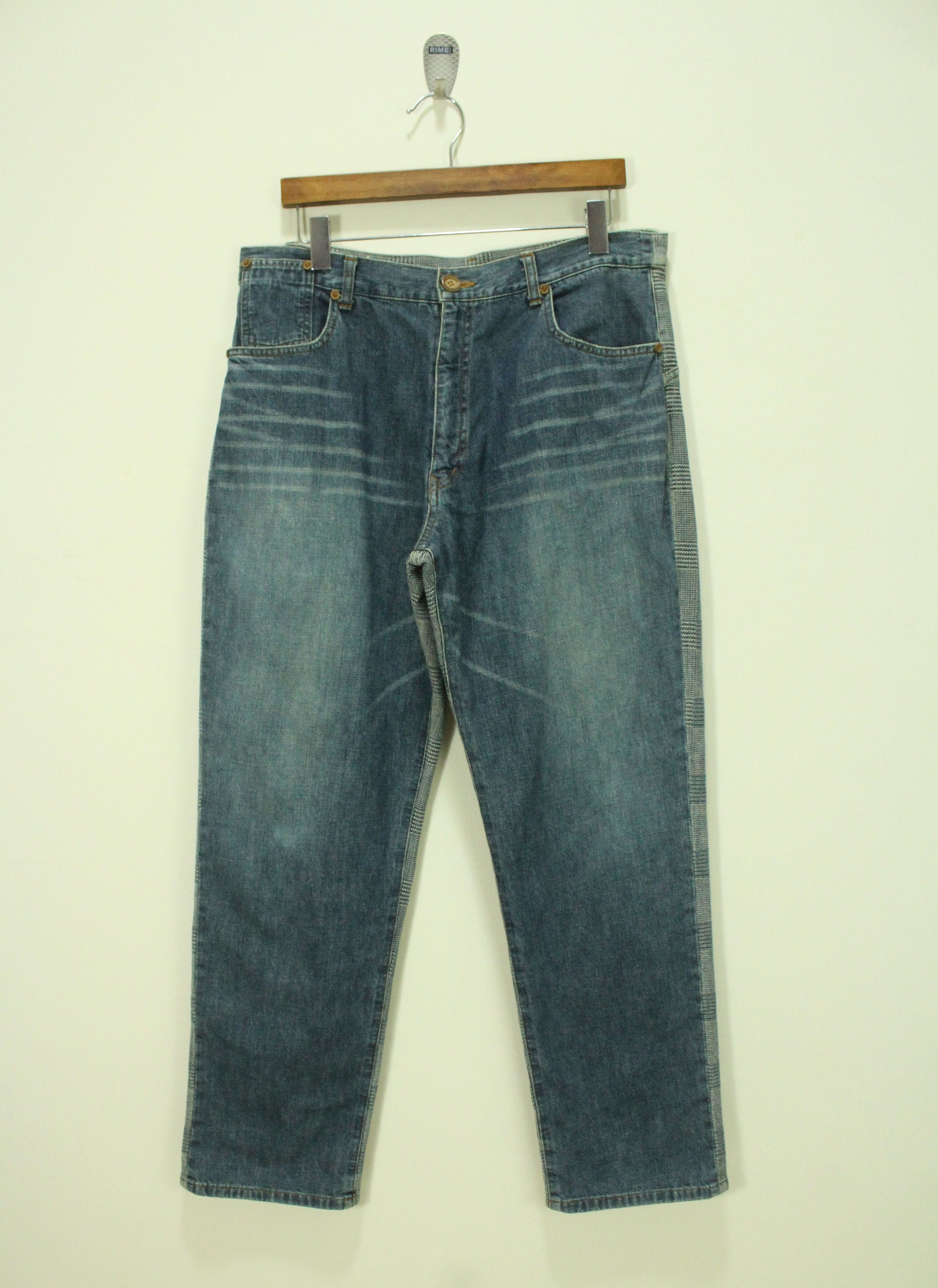 Japanese Brand Japanese Denim Sashiko Checkered Back Indigo Hybrid Pants Size US 34 / EU 50 - 12 Thumbnail
