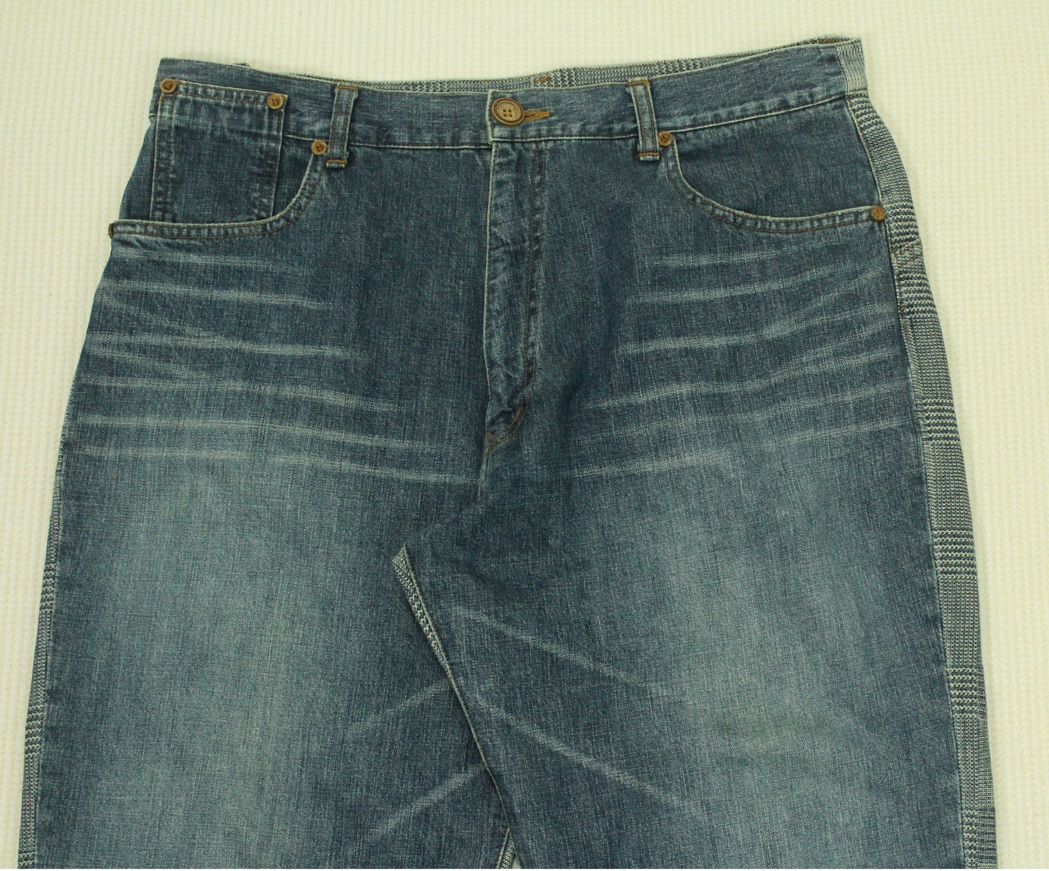 Japanese Brand Japanese Denim Sashiko Checkered Back Indigo Hybrid Pants Size US 34 / EU 50 - 4 Thumbnail