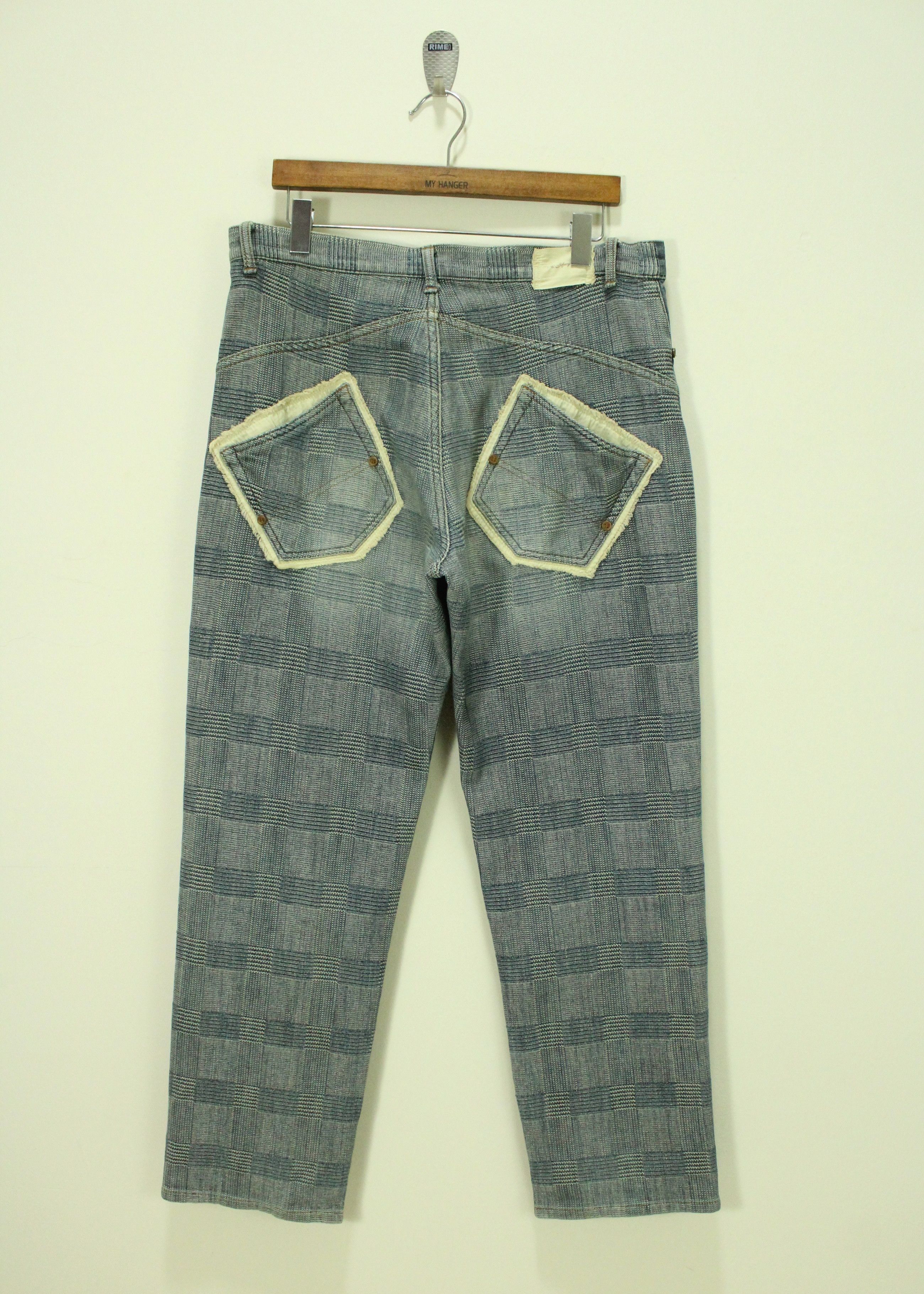 Japanese Brand Japanese Denim Sashiko Checkered Back Indigo Hybrid Pants Size US 34 / EU 50 - 13 Thumbnail