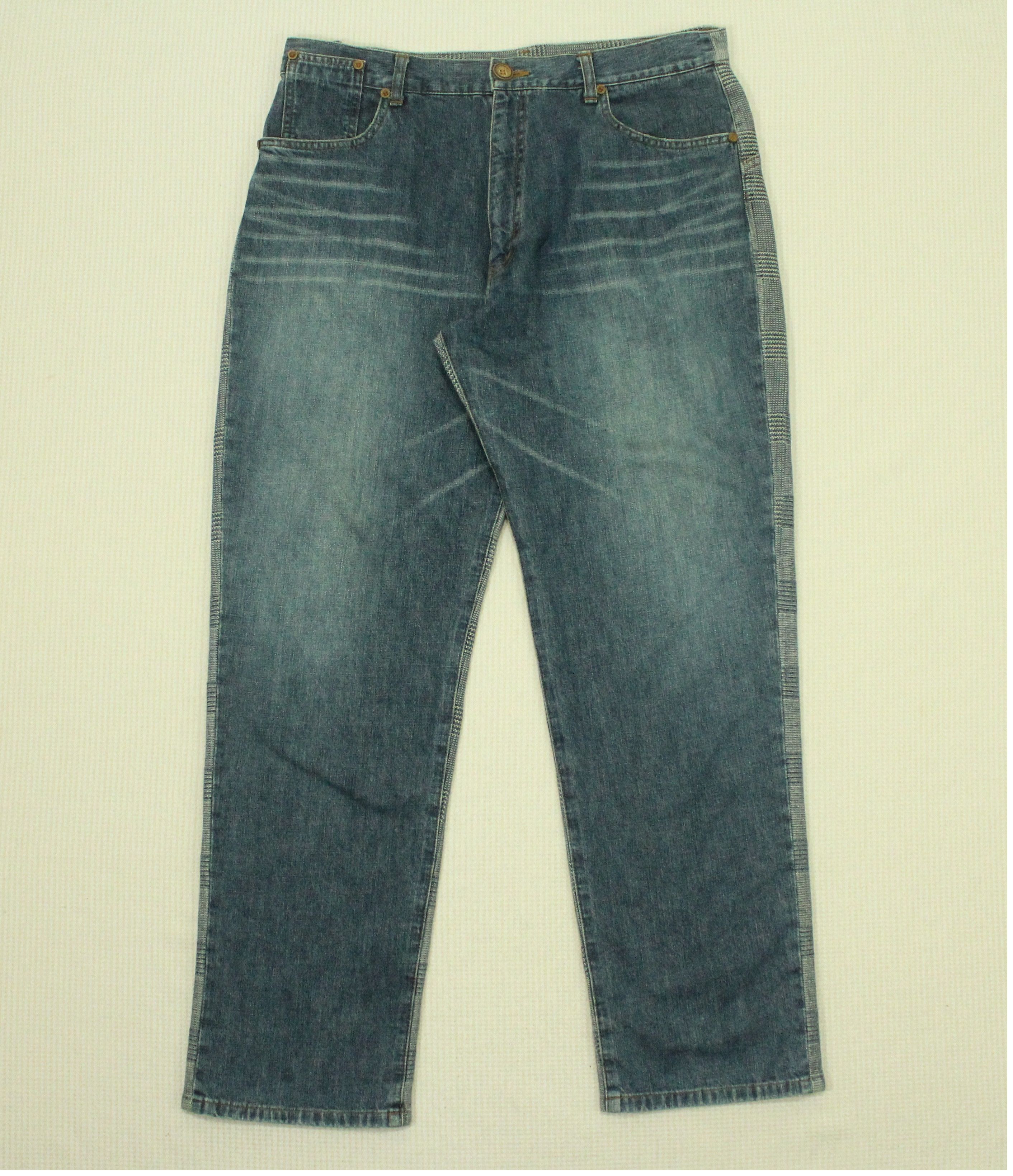 Japanese Brand Japanese Denim Sashiko Checkered Back Indigo Hybrid Pants Size US 34 / EU 50 - 3 Thumbnail