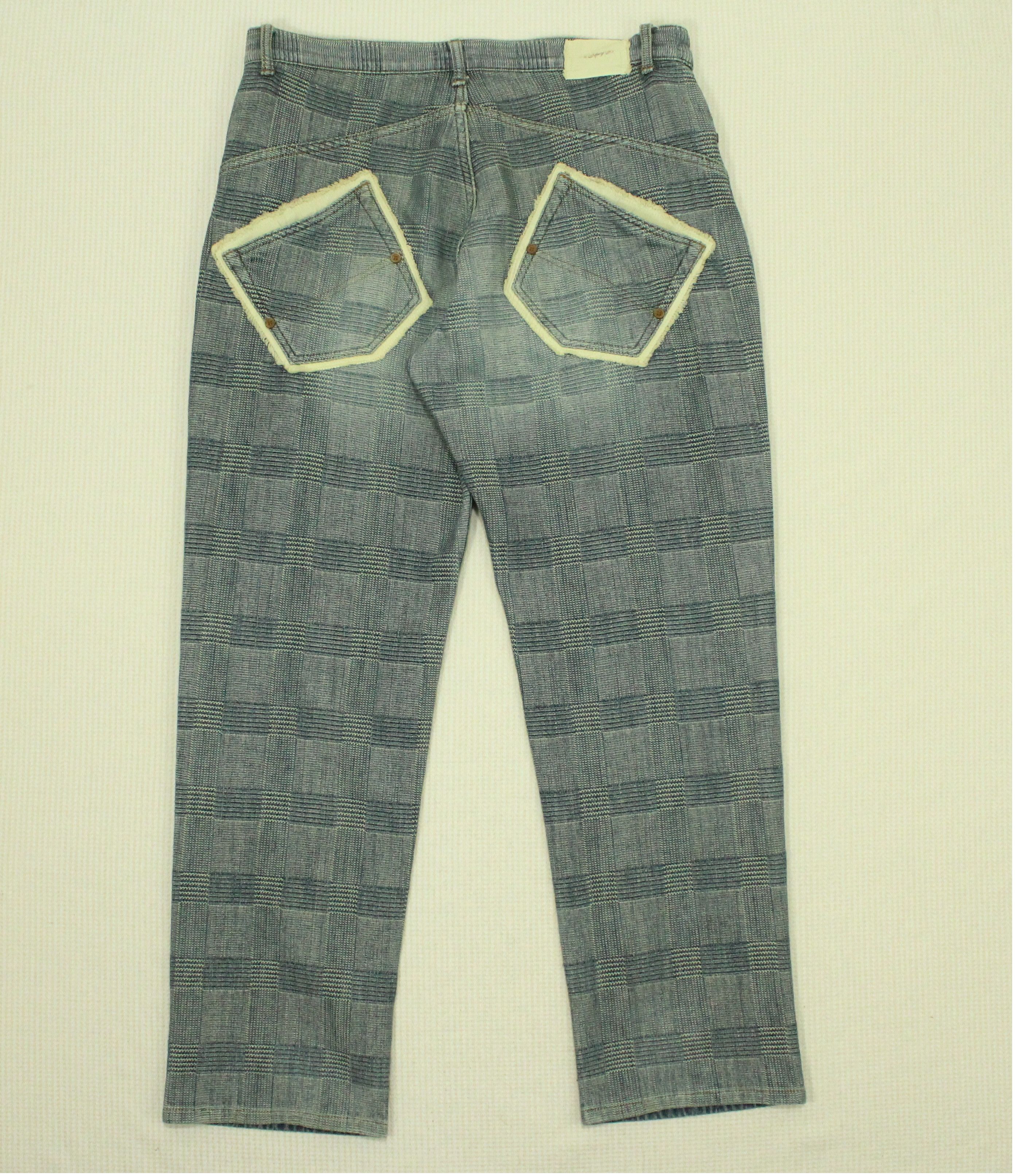 Japanese Brand Japanese Denim Sashiko Checkered Back Indigo Hybrid Pants Size US 34 / EU 50 - 1 Thumbnail