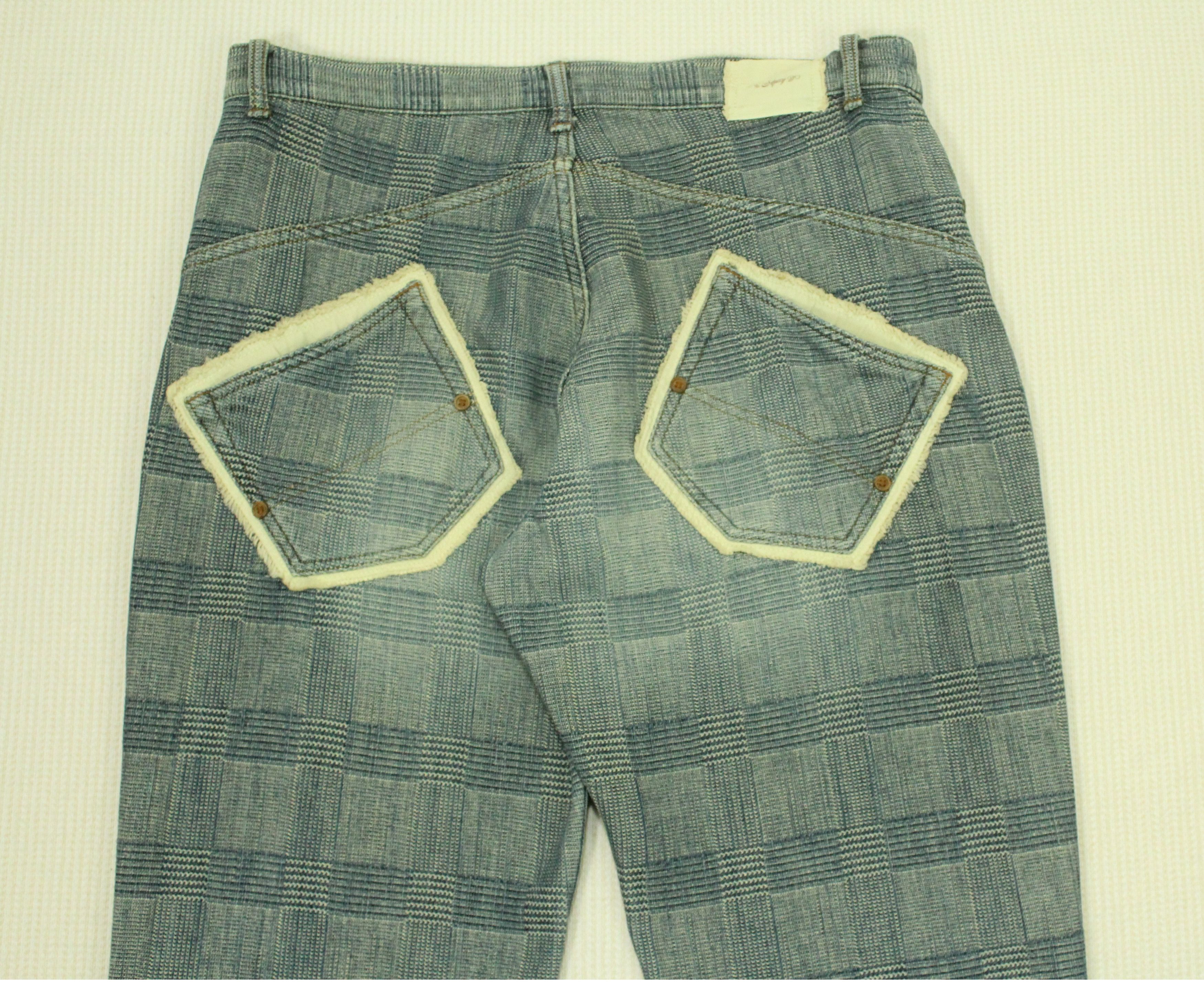Japanese Brand Japanese Denim Sashiko Checkered Back Indigo Hybrid Pants Size US 34 / EU 50 - 8 Thumbnail