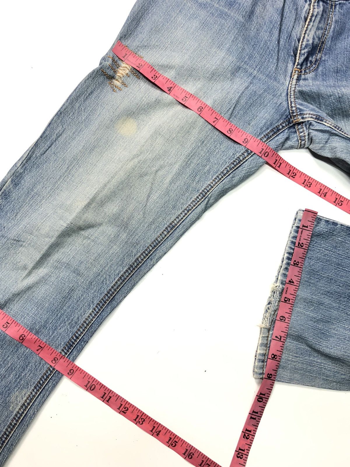 Designer × Japanese Brand BUONA GIORNATA DISSTRESSED BLUE WASH DENIM Size US 31 - 13 Thumbnail