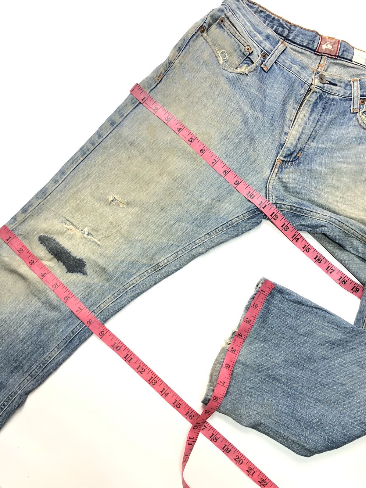 Quicksilver × Vintage VINTAGE QUICKSILVER DISSTRESSED BLUE WASH DENIM Size US 29 - 23 Thumbnail