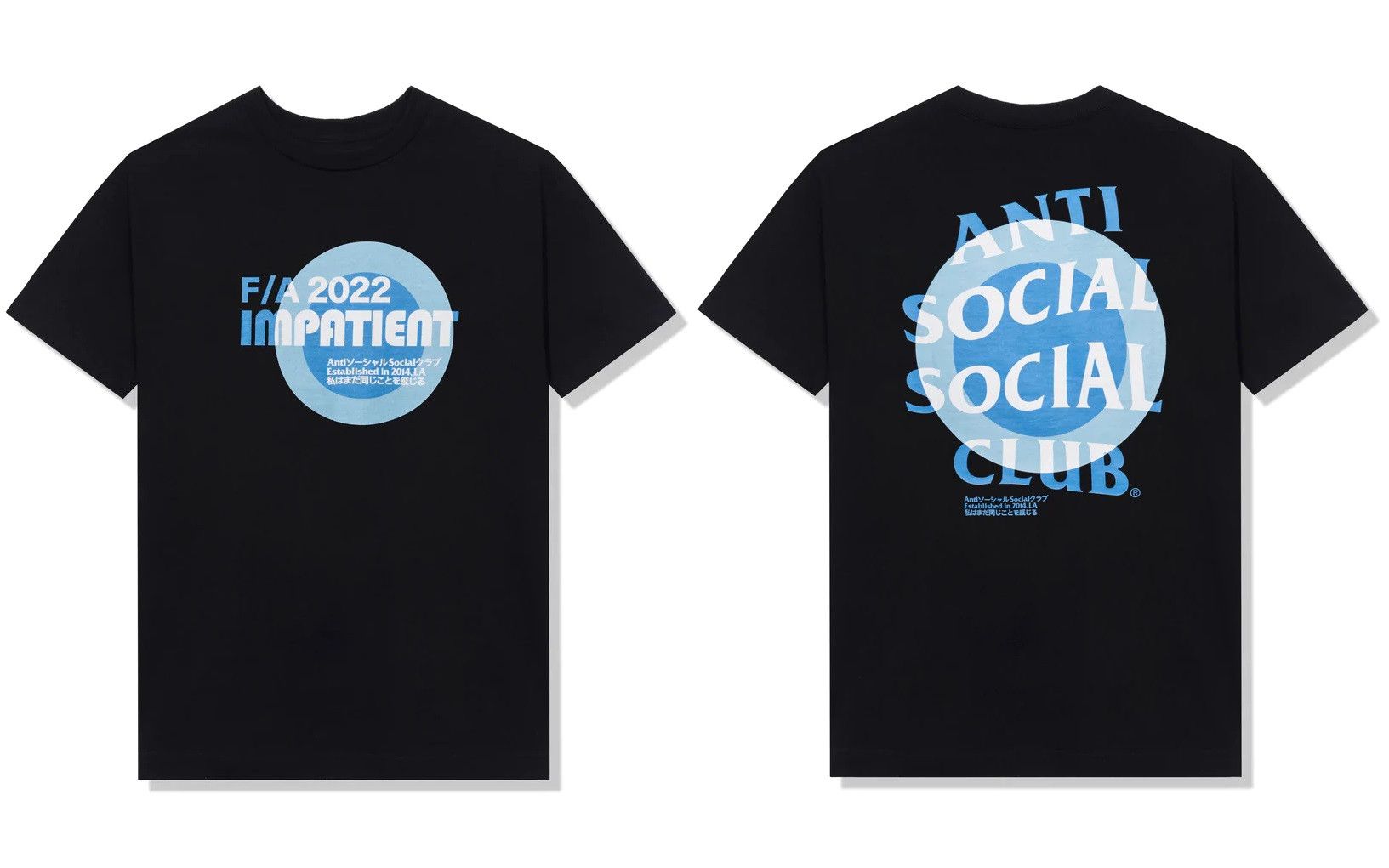 Anti Social Social Club DS ASSC F/A 2022 Impatient Black Tee Bape kith kaws supreme Size US L / EU 52-54 / 3 - 6 Thumbnail