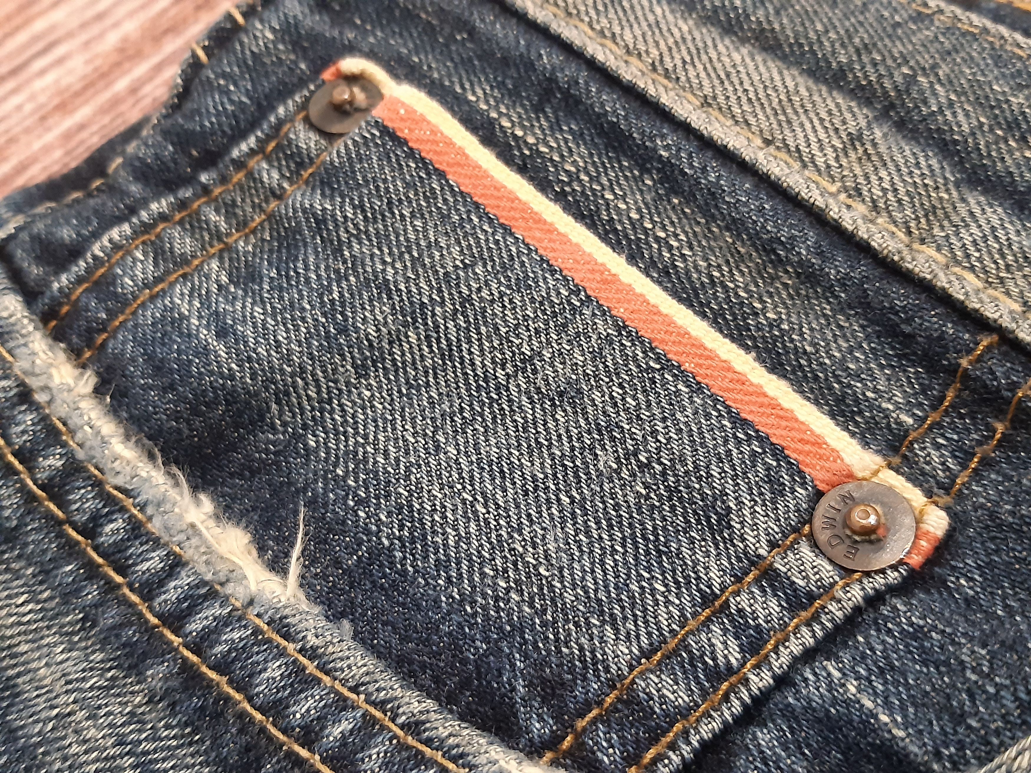 Japanese Brand × Vintage Vintage Jeans Selvedge EDWIN 505zx Buckle Back Distressed Size US 34 / EU 50 - 9 Thumbnail