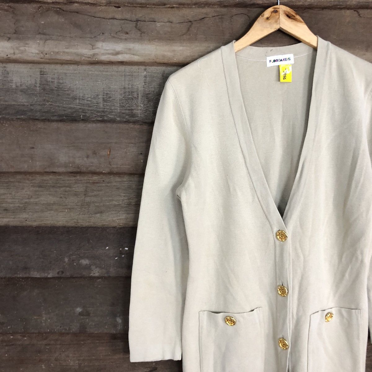 Japanese Brand Florida Keys Light Brown long Cardigan knitwear #3956 Size US M / EU 48-50 / 2 - 7 Thumbnail