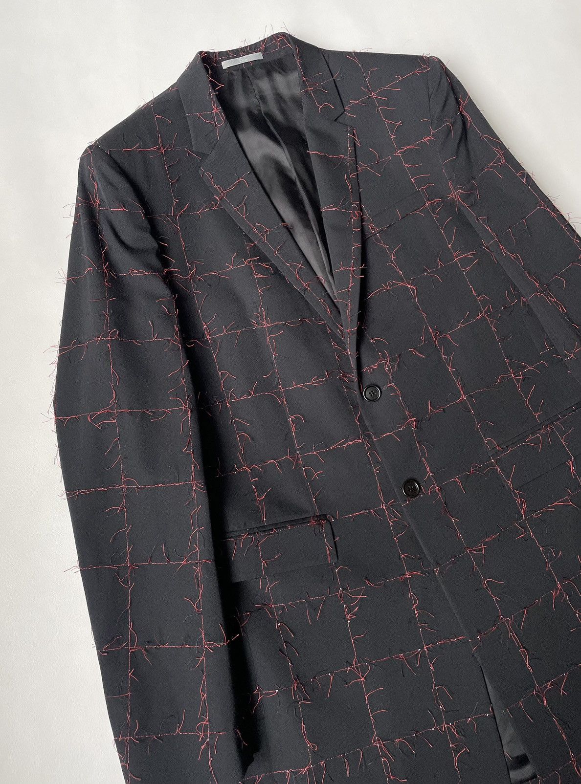 Dior Black Wool ‘Pulled Red Grid’ Check Overcoat Size US M / EU 48-50 / 2 - 4 Thumbnail