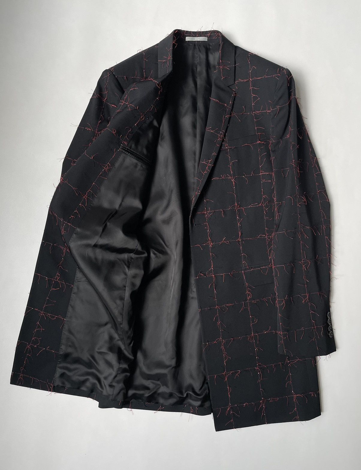 Dior Black Wool ‘Pulled Red Grid’ Check Overcoat Size US M / EU 48-50 / 2 - 10 Thumbnail