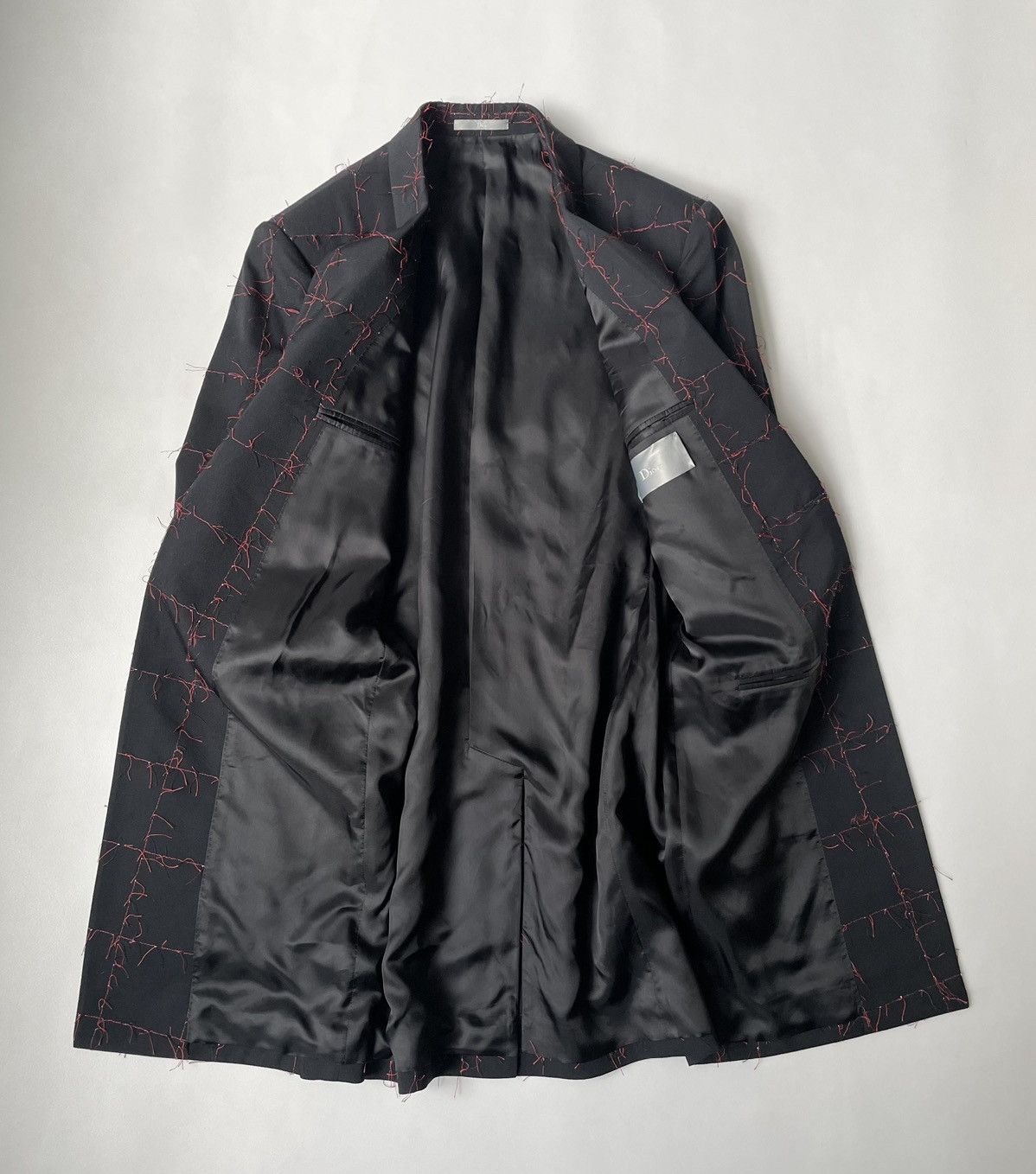 Dior Black Wool ‘Pulled Red Grid’ Check Overcoat Size US M / EU 48-50 / 2 - 11 Thumbnail