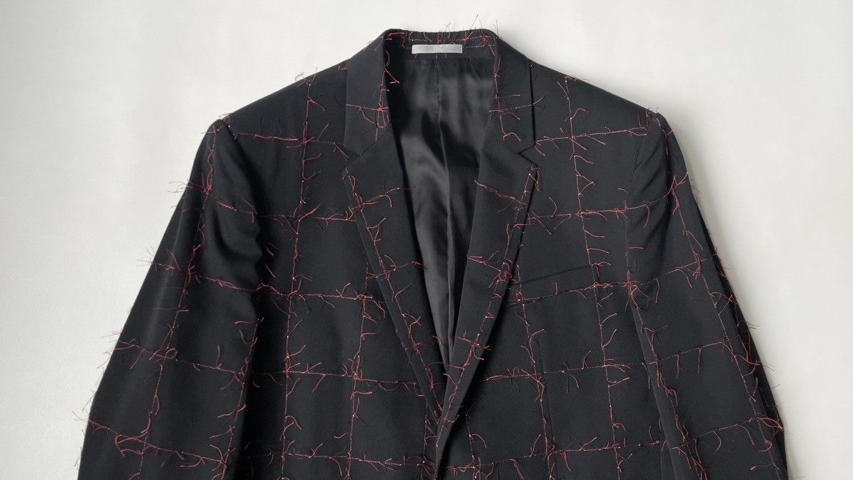 Dior Black Wool ‘Pulled Red Grid’ Check Overcoat Size US M / EU 48-50 / 2 - 2 Thumbnail
