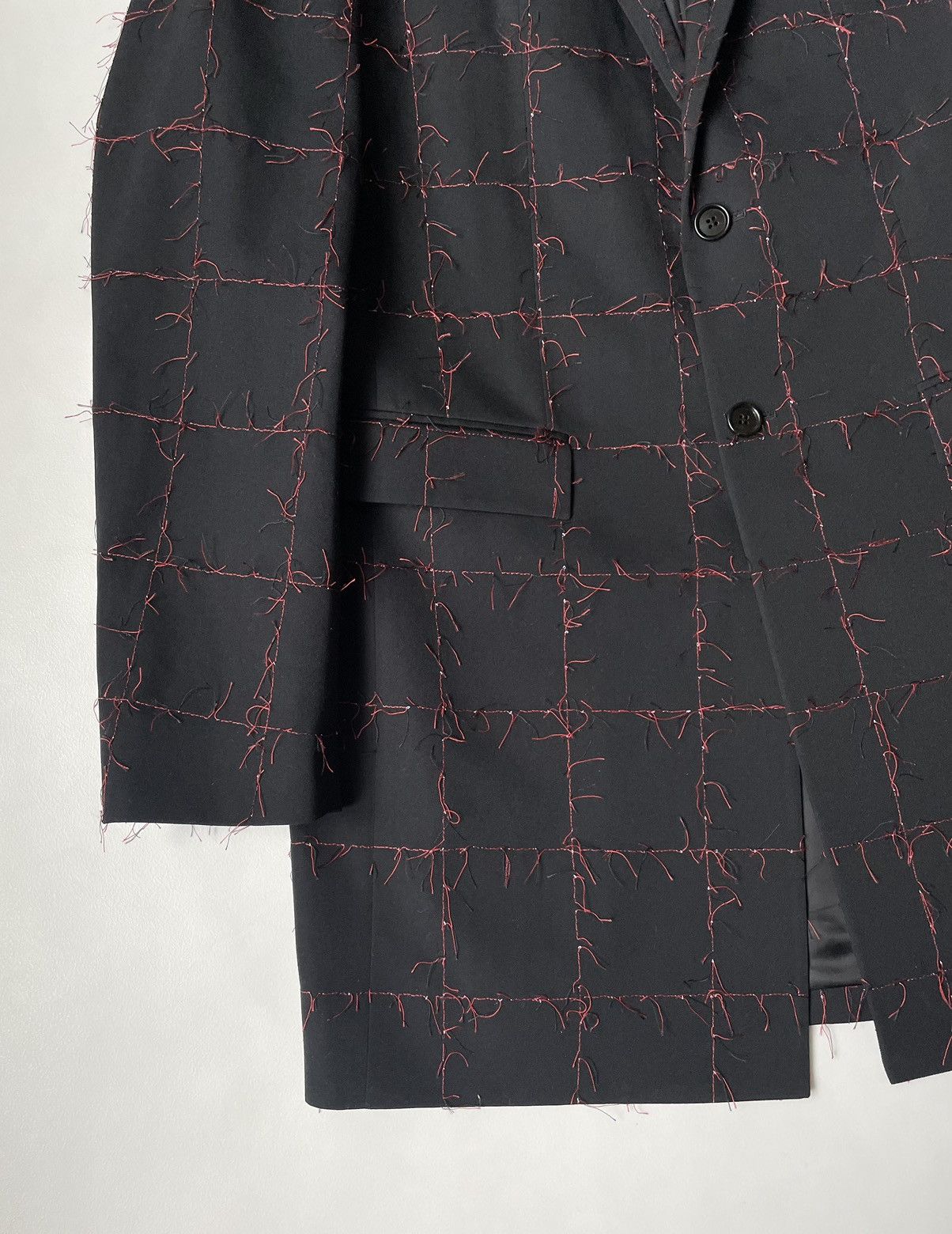Dior Black Wool ‘Pulled Red Grid’ Check Overcoat Size US M / EU 48-50 / 2 - 6 Thumbnail