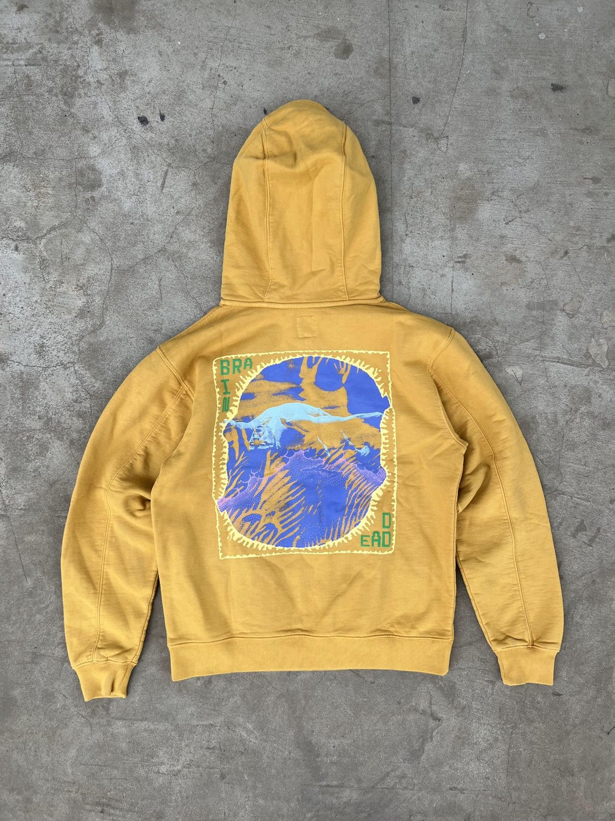 image of Brain Dead Hoodie in Yellow, Men's (Size Small)