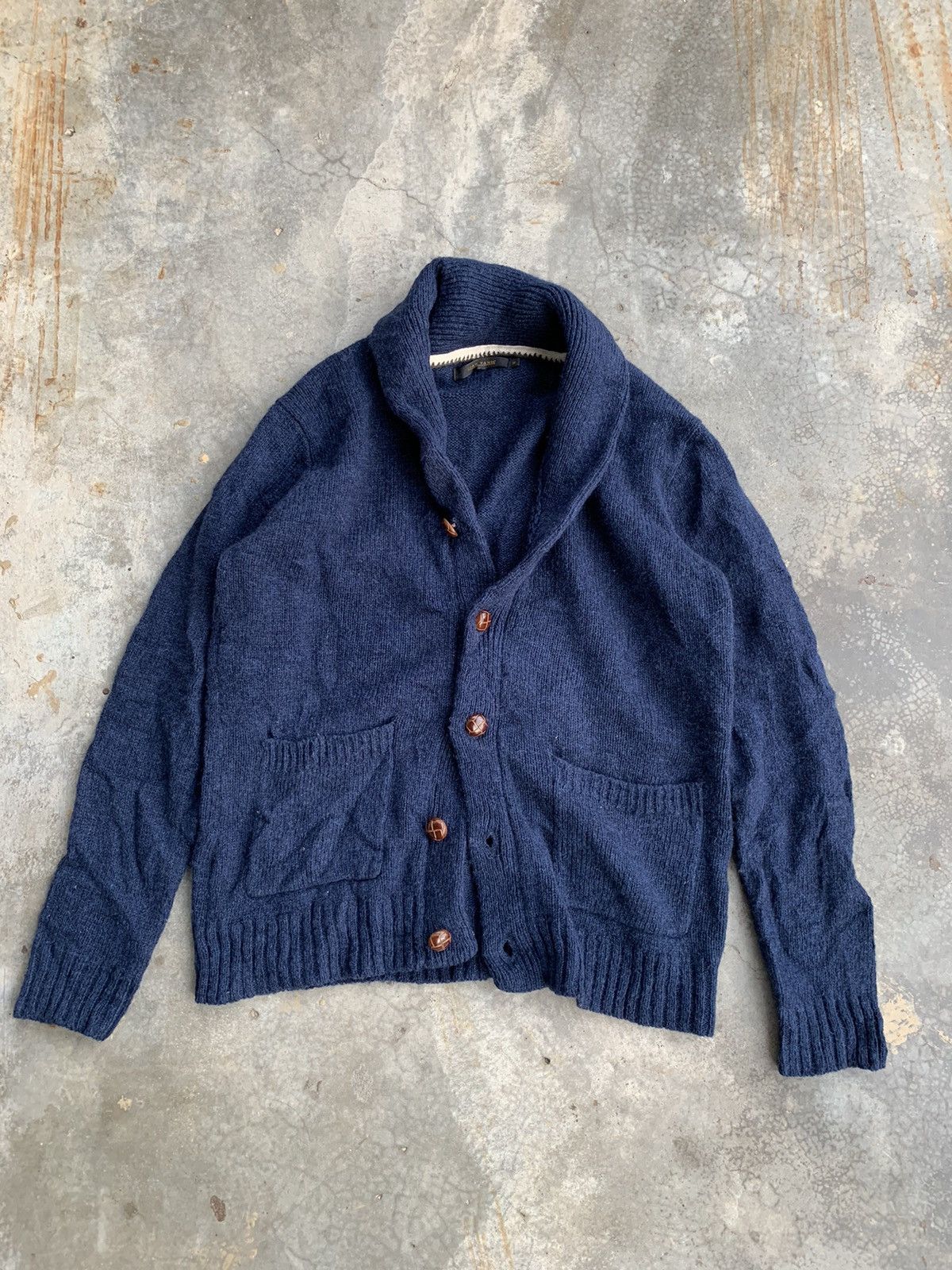 image of Japanesebrand Ciao Panic Wool Knit Cardigan Jacket in Blue Navy, Men's (Size Medium)